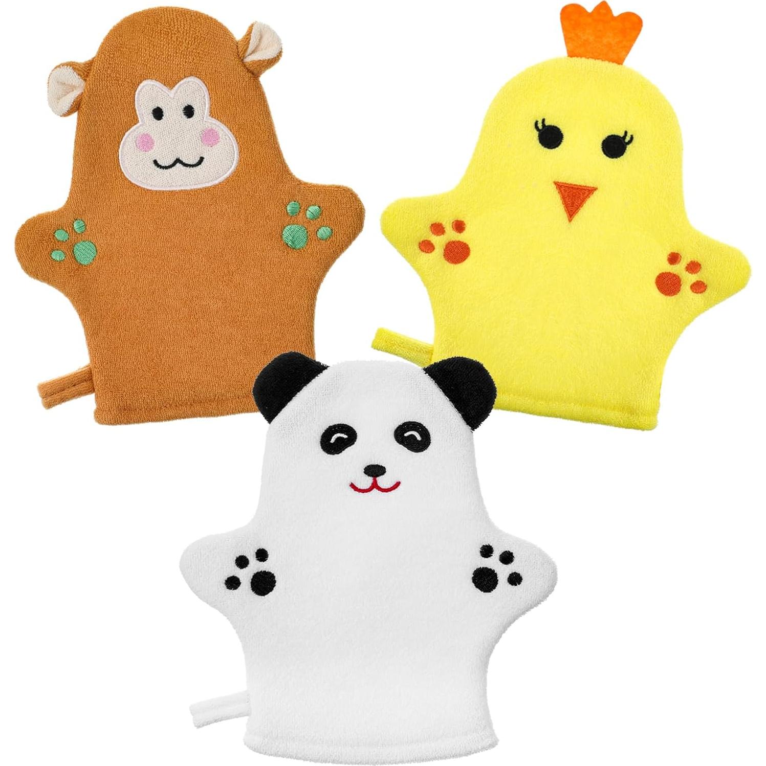 Guantes de Baño Exfoliantes Qianyu 3 Pcs para Niños
