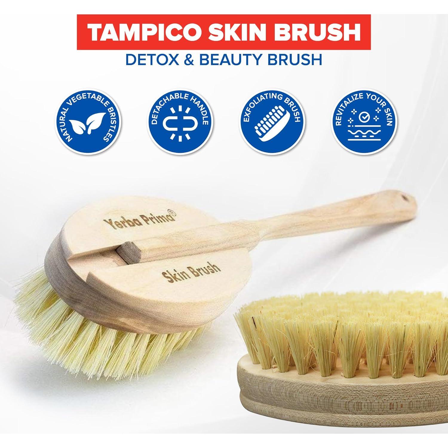 Cepillo de Piel Tampico Yerba Prima - Paquete de 2, Exfoliación Natural