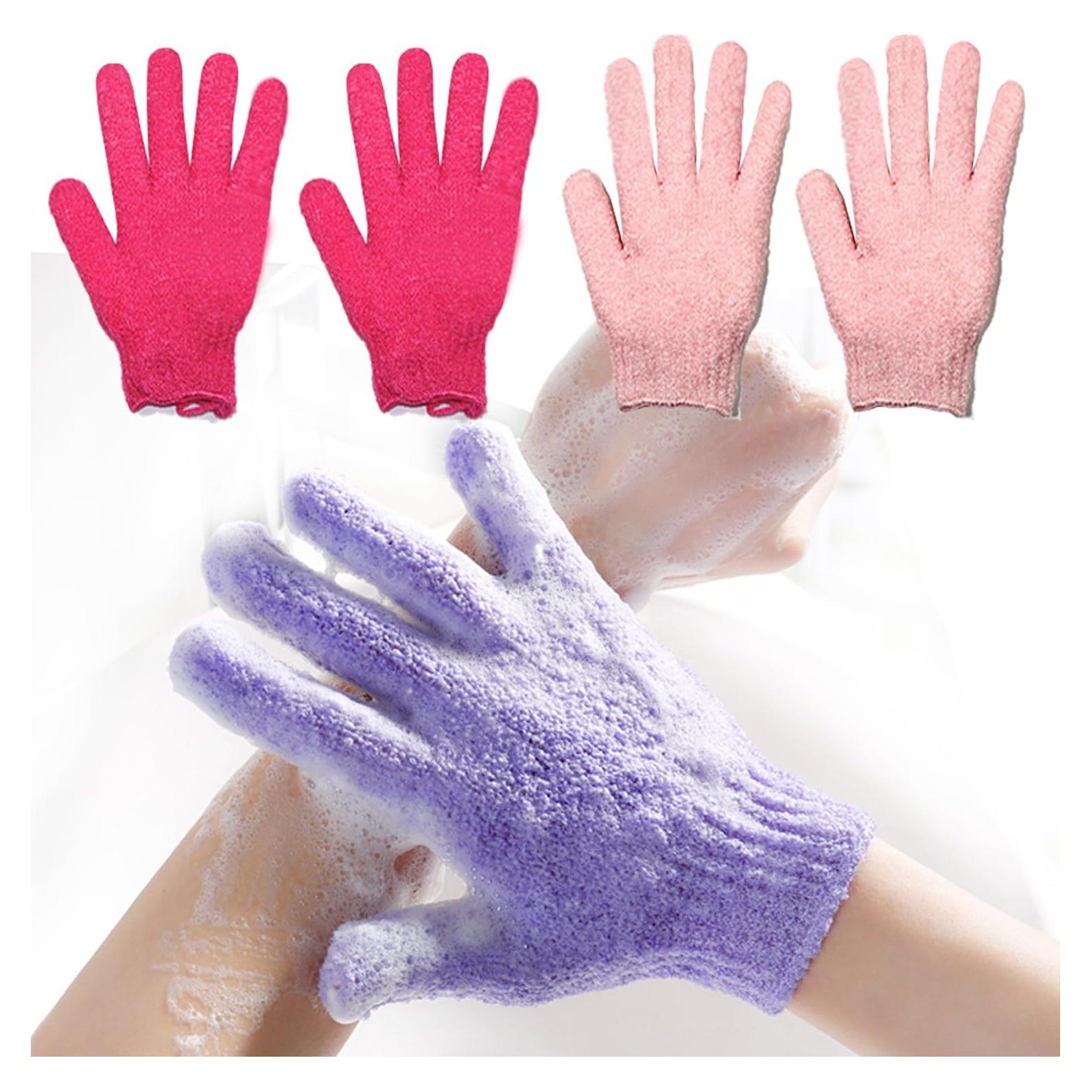 Guantes de Baño Exfoliantes Yeyimei 2 Pares Rojo y Rosa