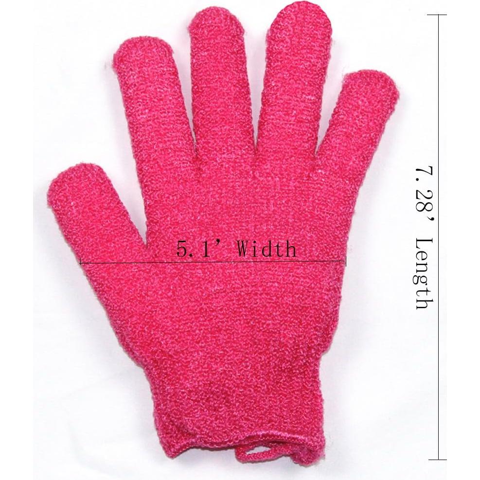 Guantes de Baño Exfoliantes Yeyimei 2 Pares Rojo y Rosa