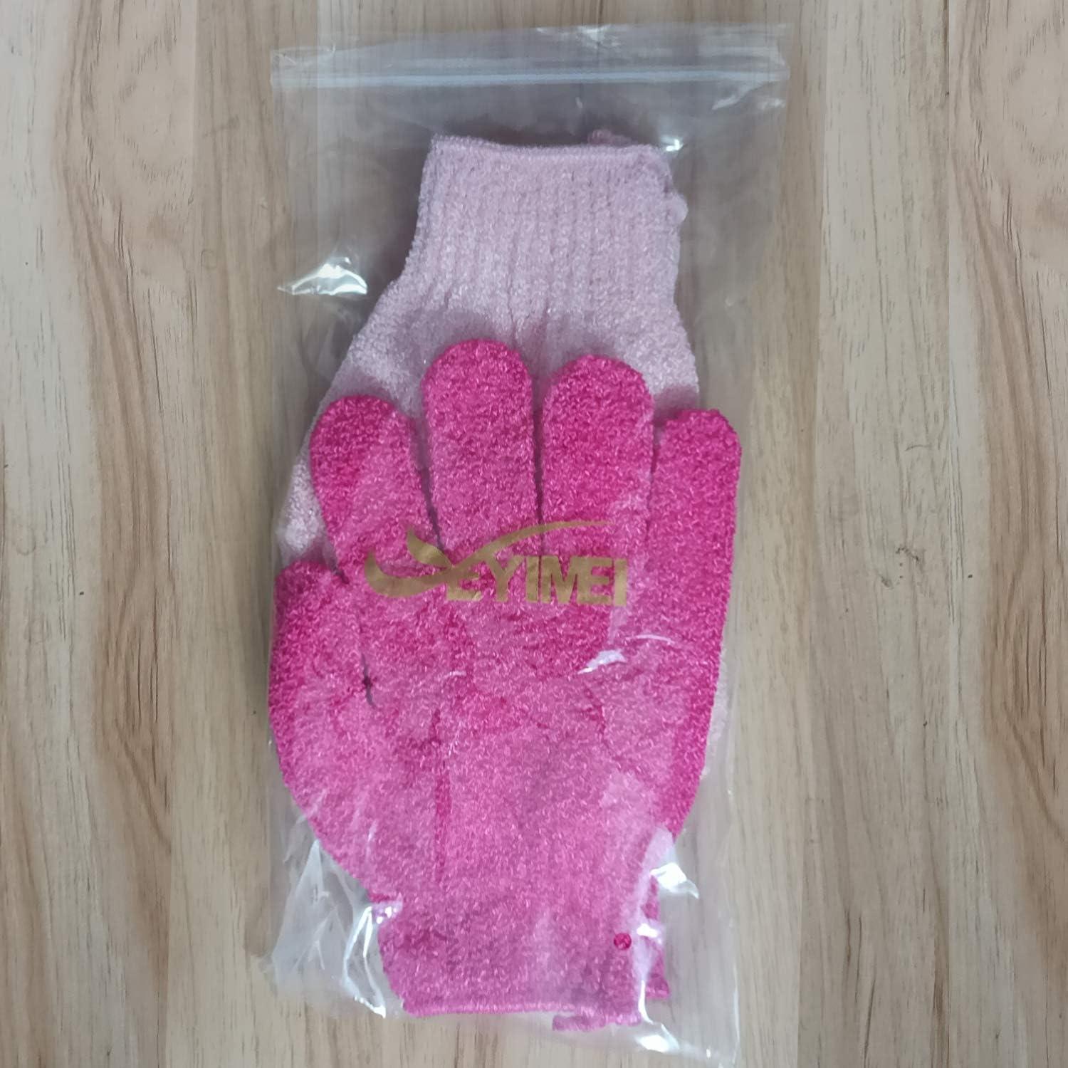Guantes de Baño Exfoliantes Yeyimei 2 Pares Rojo y Rosa