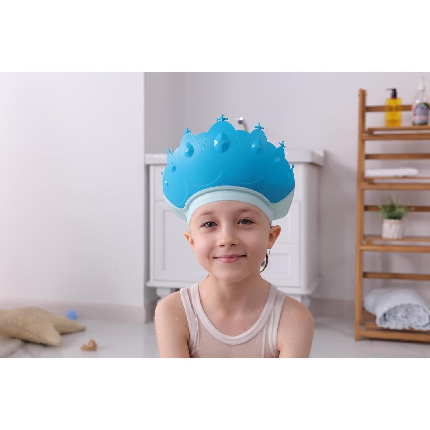 Gorro de Ducha para Bebé Thcbme Azul Ajustable y Seguro