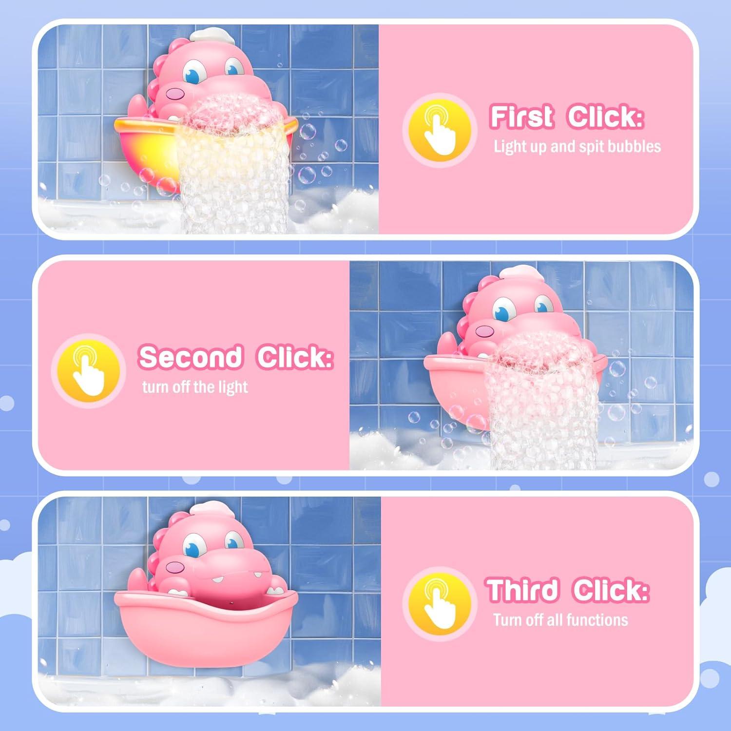 Juguete de baño Puidapo dinosaurio con máquina de burbujas