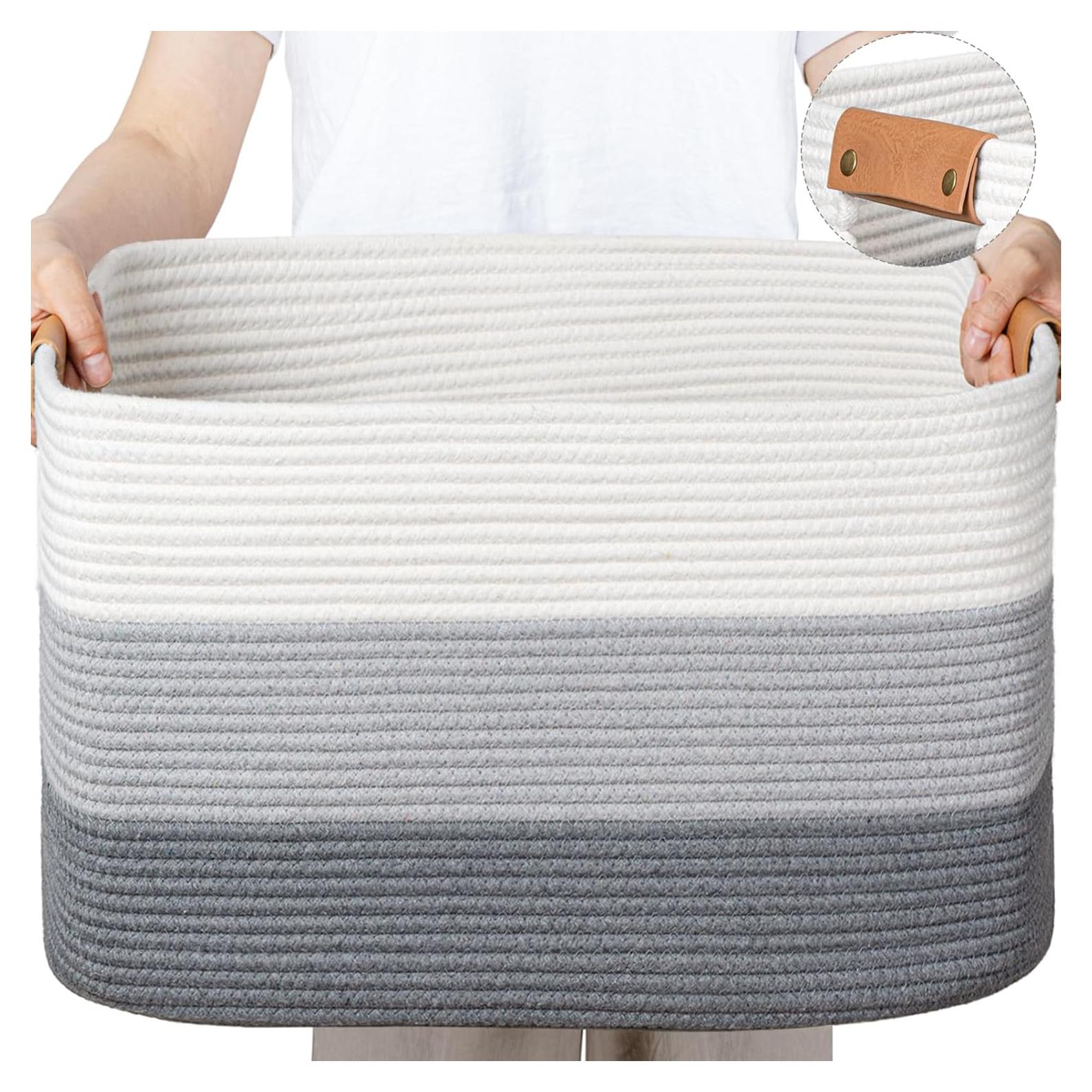 Cesta de Almacenamiento Grande danpinera 108L Algodón Gris