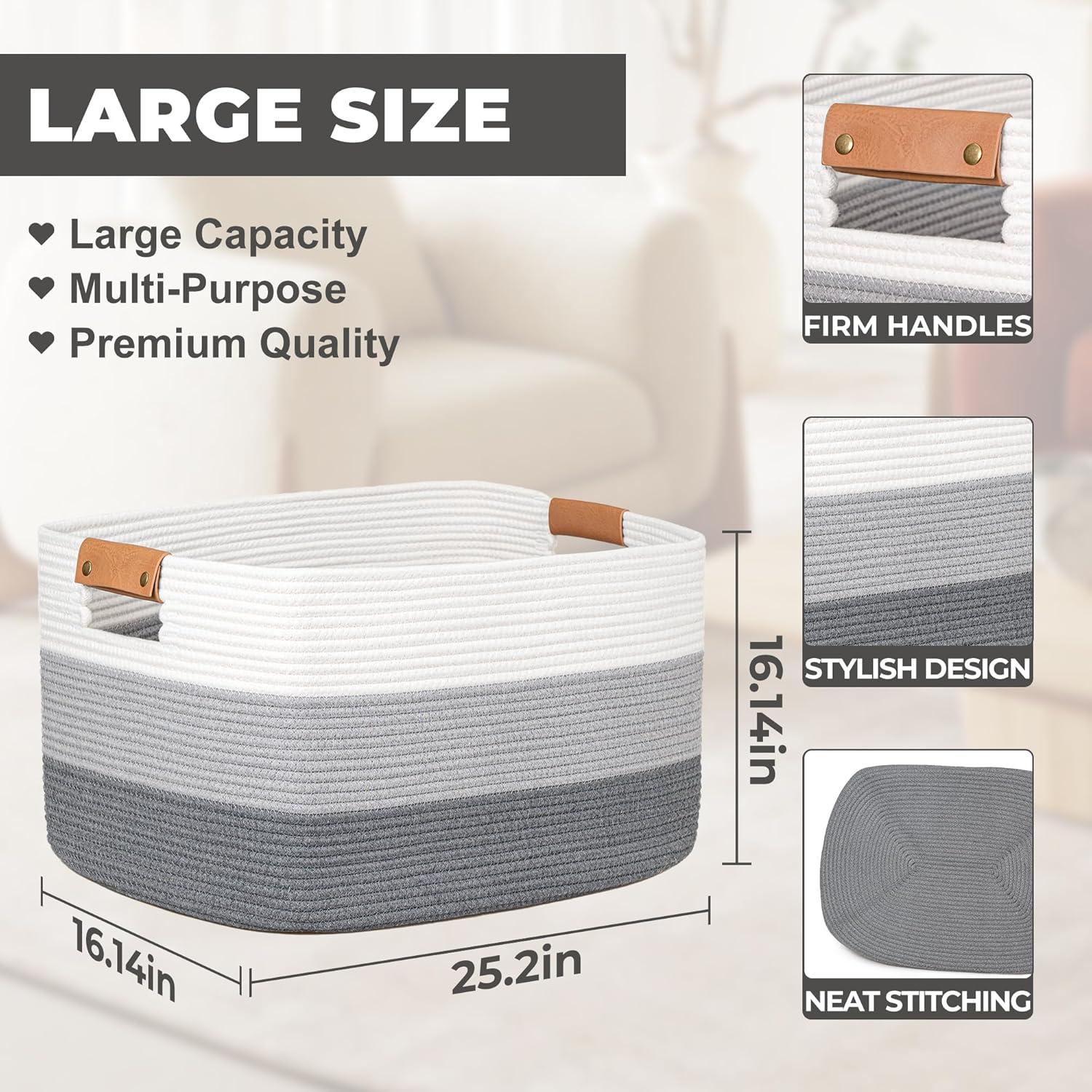 Cesta de Almacenamiento Grande danpinera 108L Algodón Gris