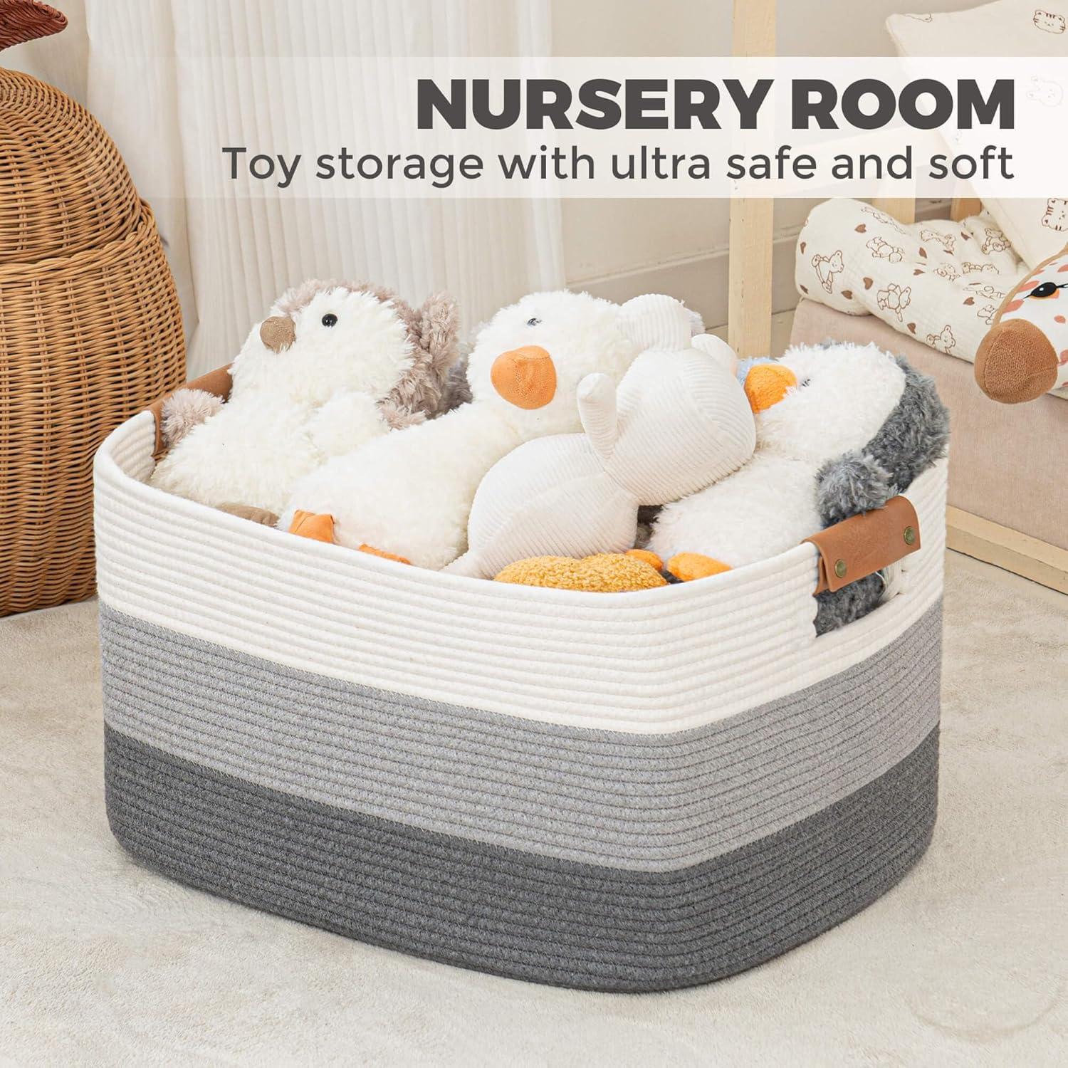 Cesta de Almacenamiento Grande danpinera 108L Algodón Gris