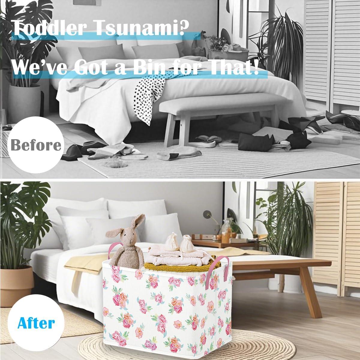 Cesta de Bebé Rosa Runtoo 36L Plegable Decorativa