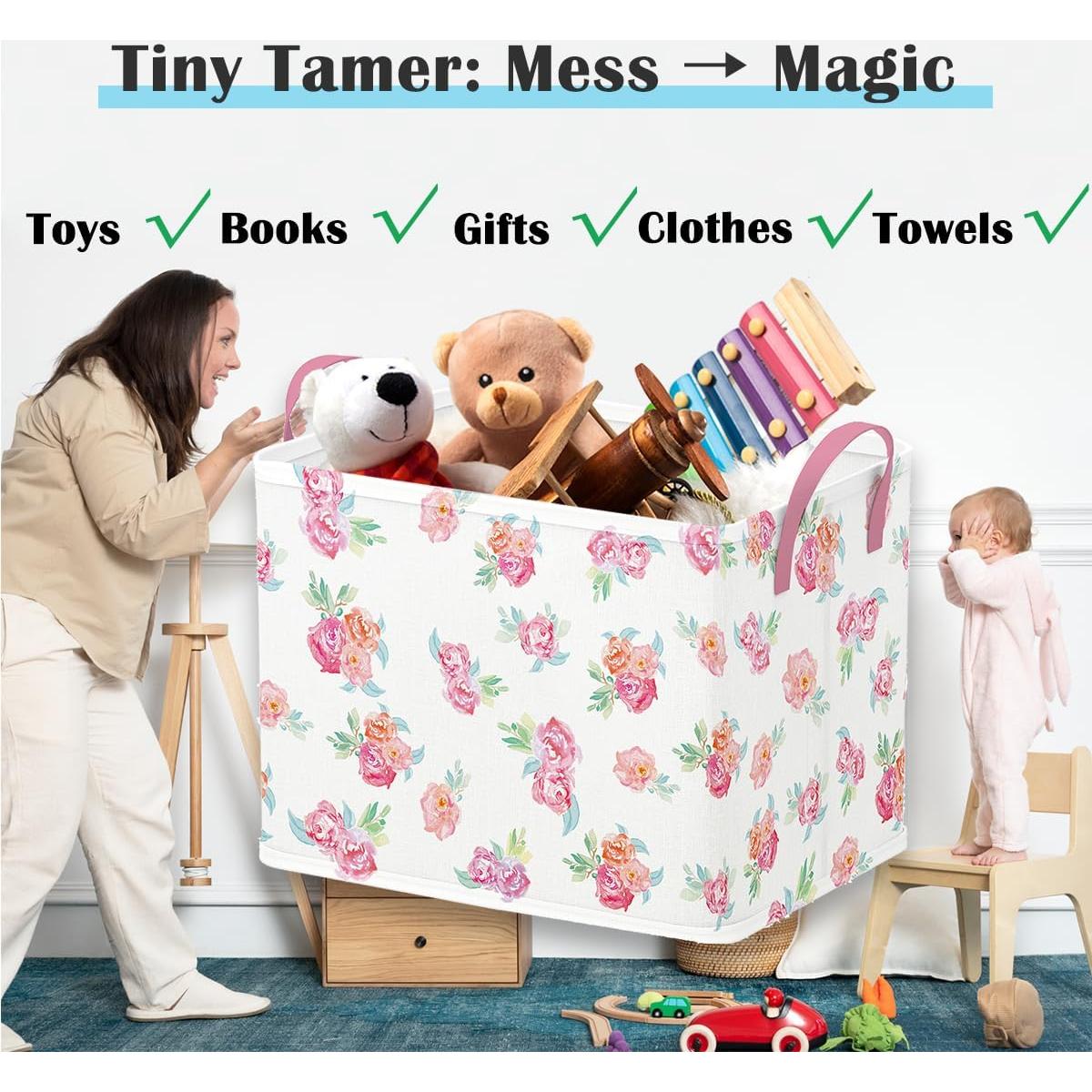 Cesta de Bebé Rosa Runtoo 36L Plegable Decorativa