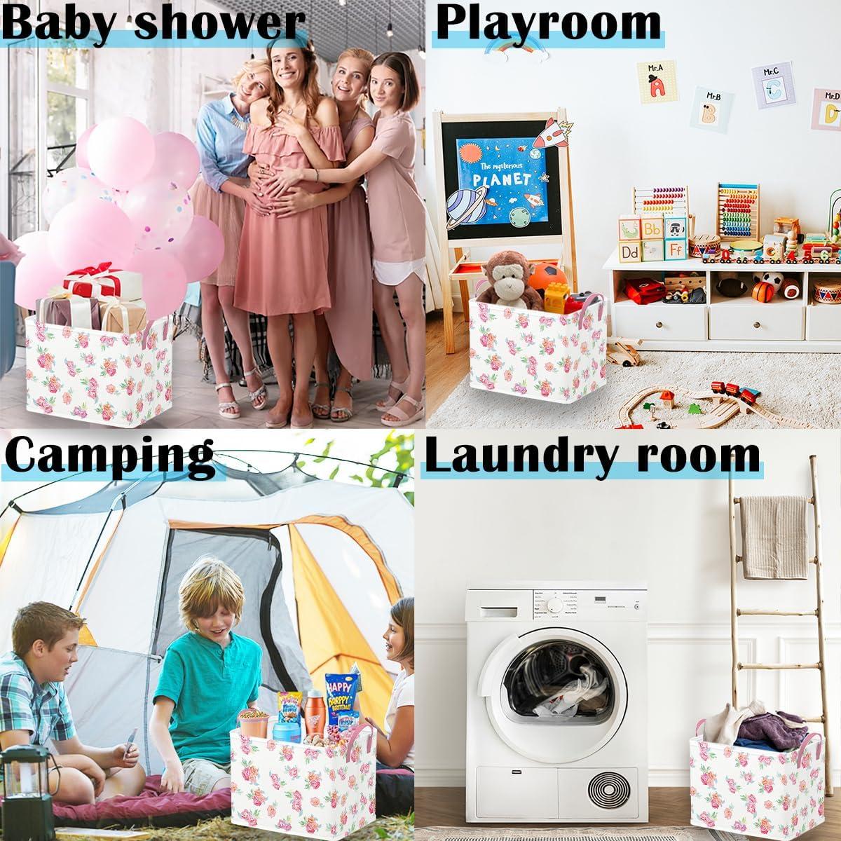 Cesta de Bebé Rosa Runtoo 36L Plegable Decorativa