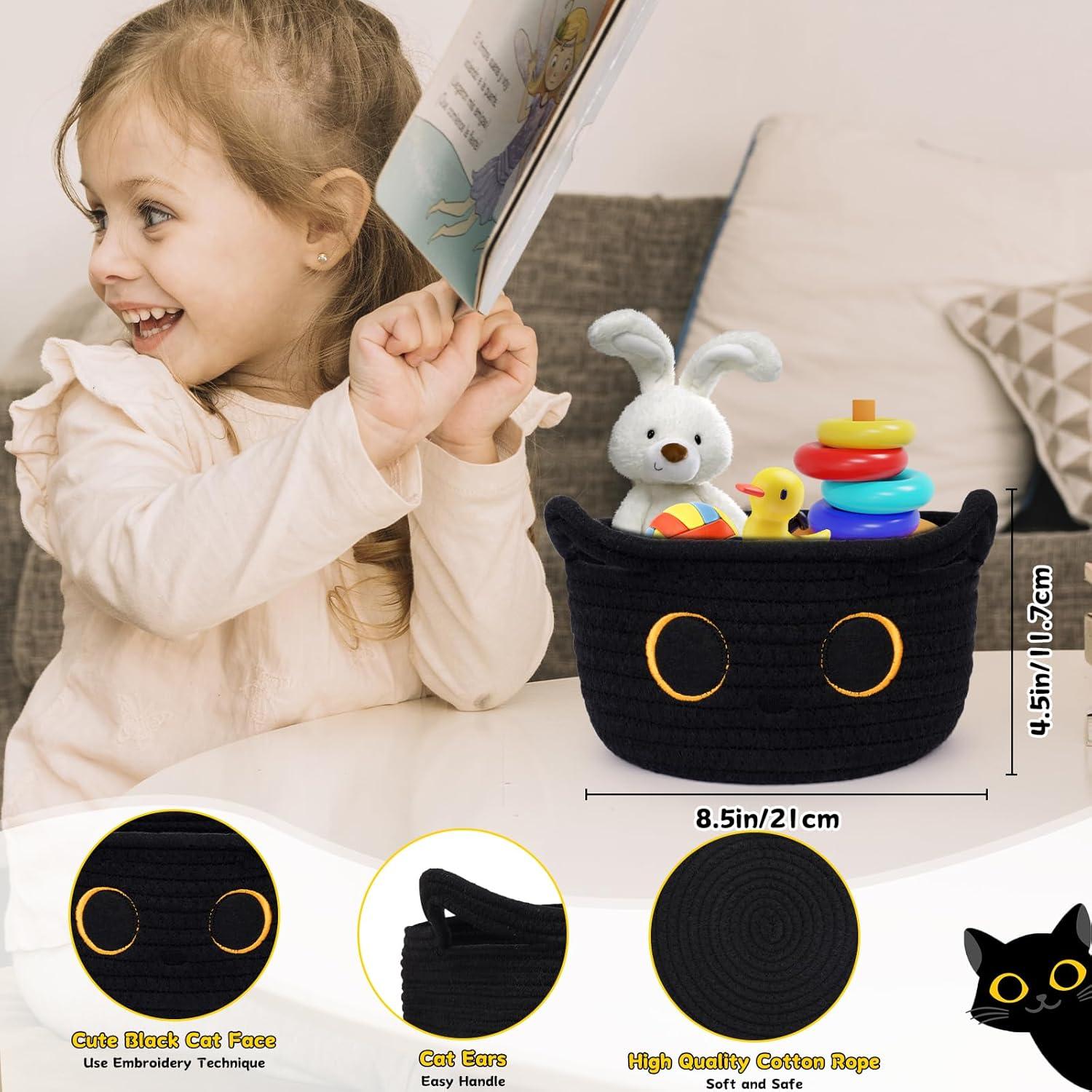 Cesta de Almacenamiento Plegable Hkojewp Gato Negro 22x11 cm