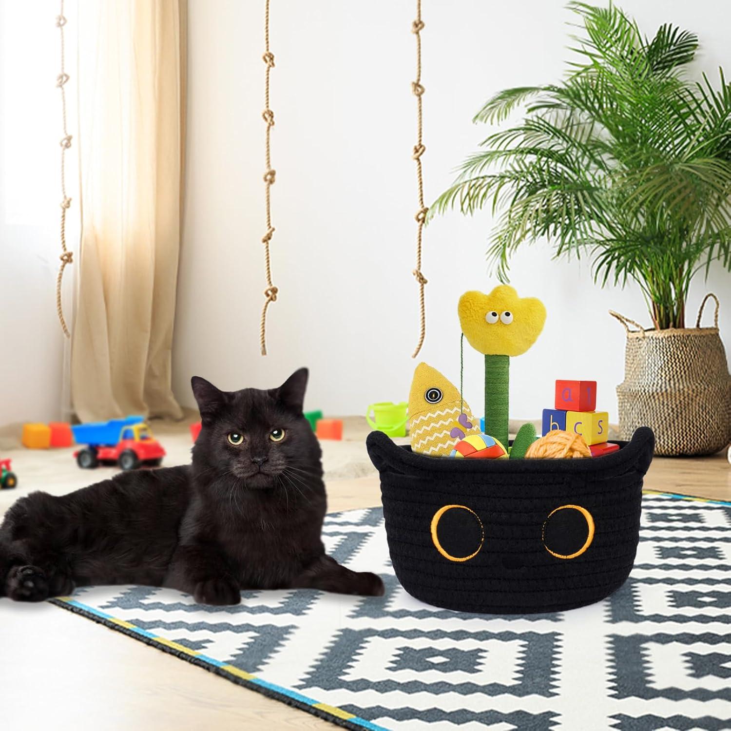 Cesta de Almacenamiento Plegable Hkojewp Gato Negro 22x11 cm