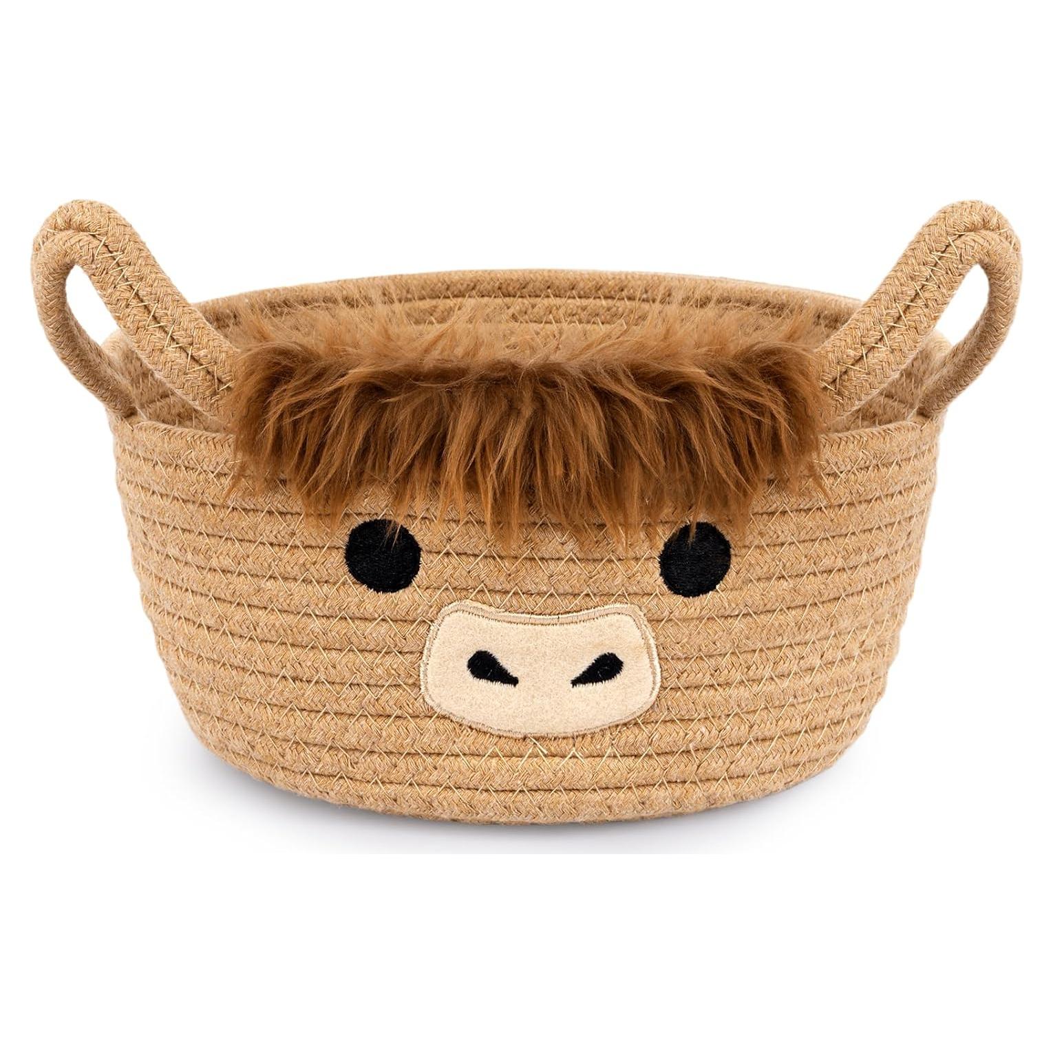 Cesta de Almacenamiento Pequeña Hkojewp Vaca Highland 27.1x11.2 cm