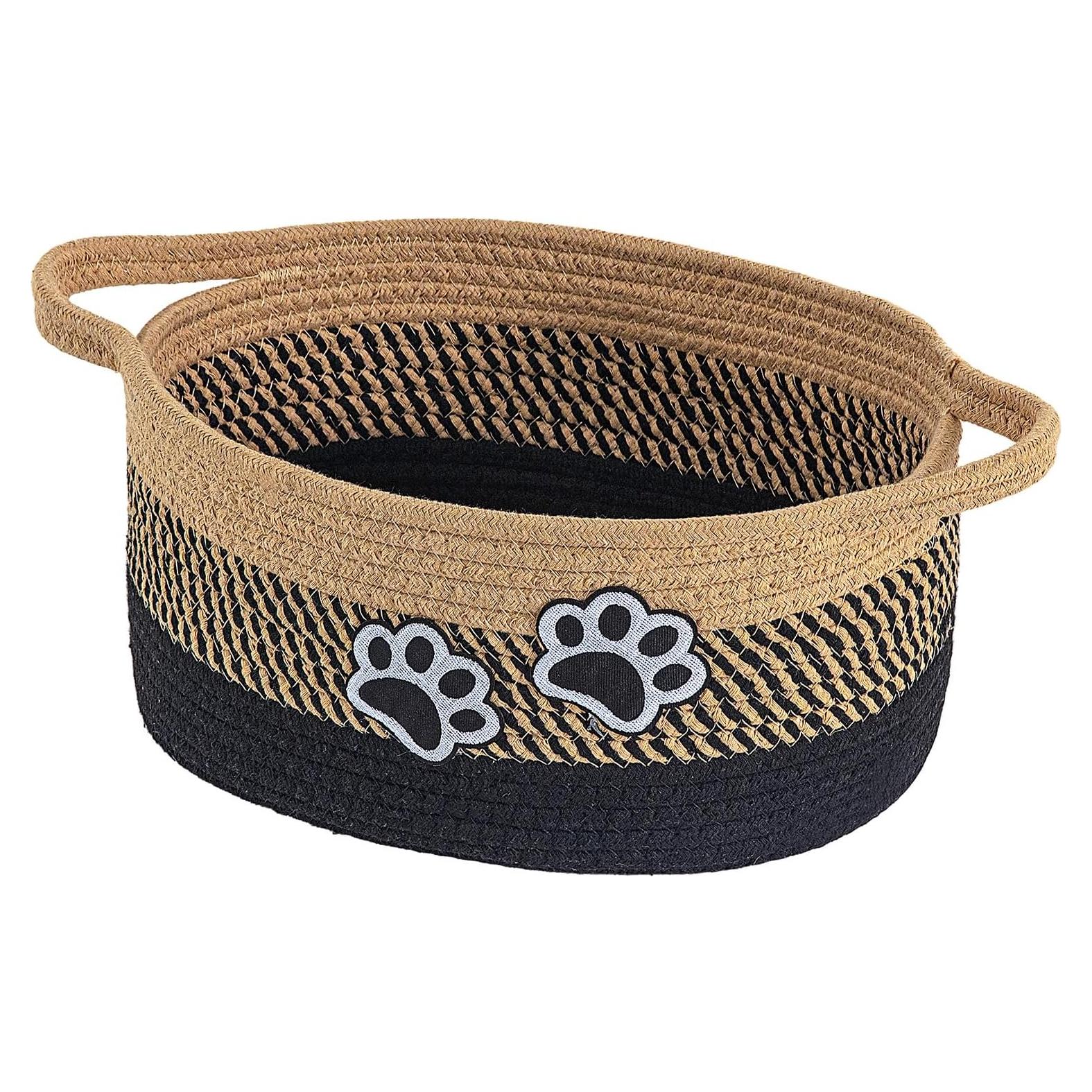 Cesto Organizador de Algodón Trenzado Hanshu con Huellas 30x20 cm