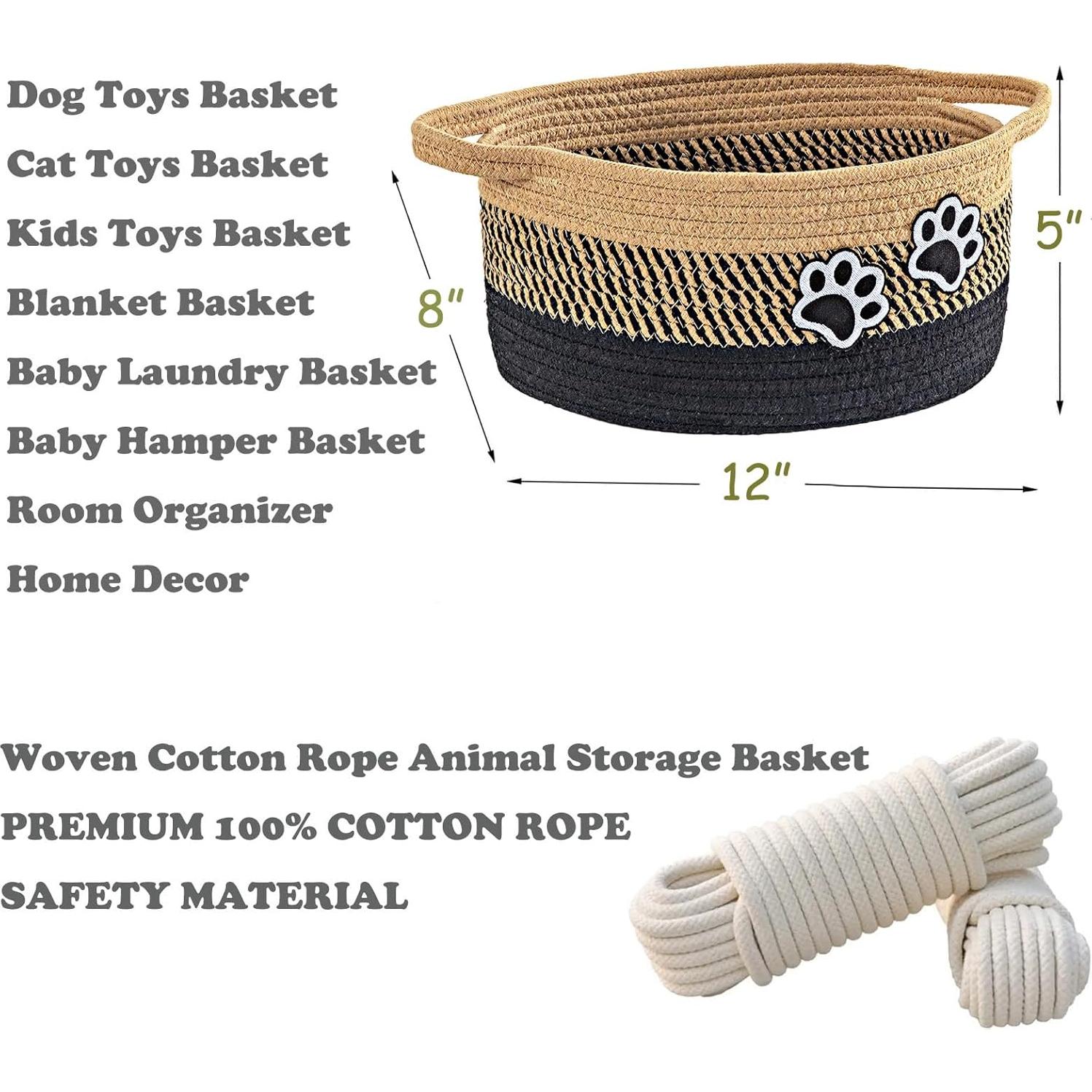 Cesto Organizador de Algodón Trenzado Hanshu con Huellas 30x20 cm