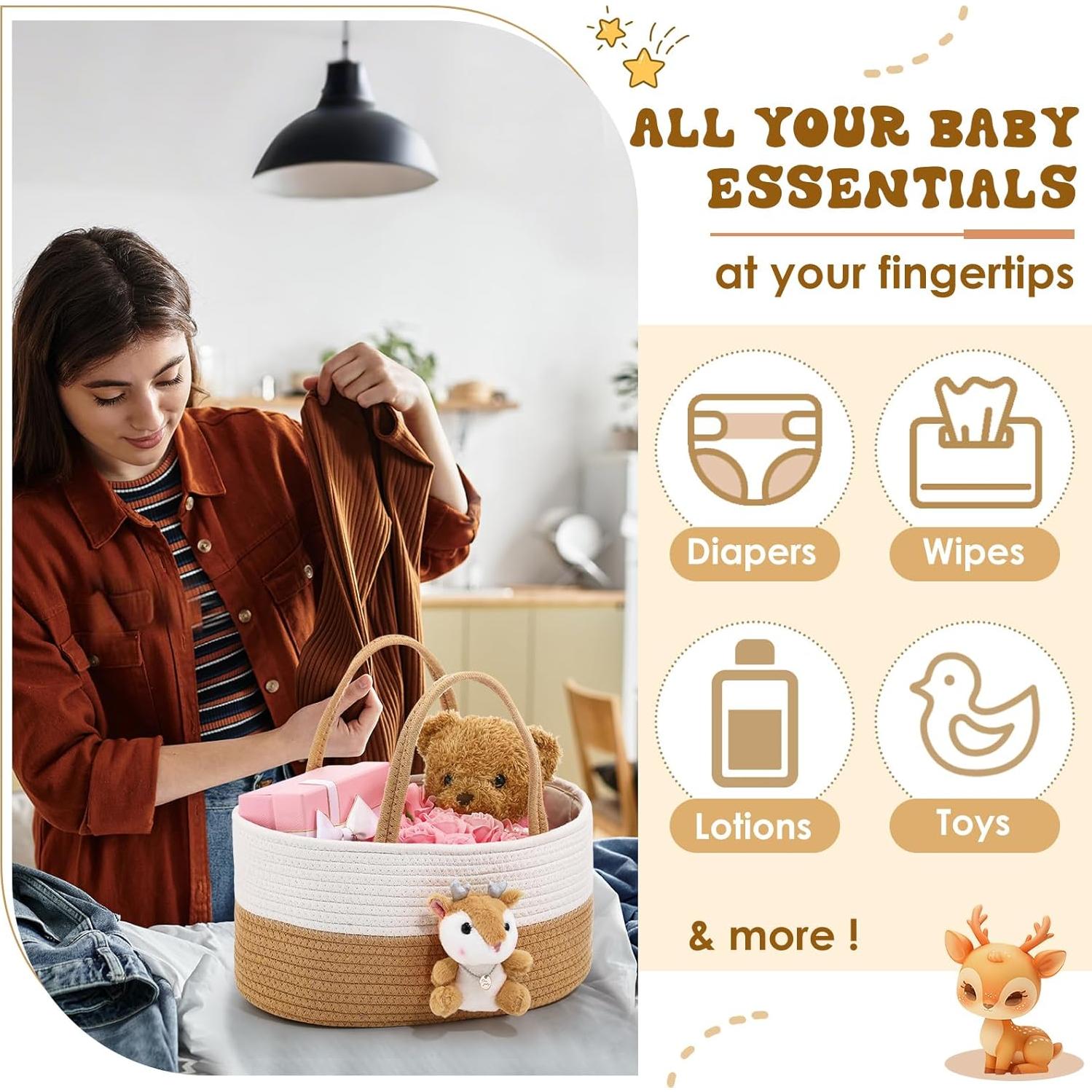 Caddy de Pañales Portátil FoldTier Ciervo Bonito 36x23x17cm