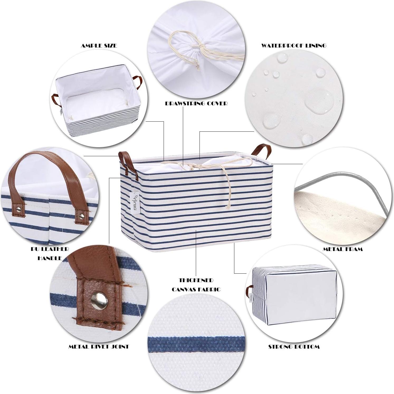 Contenedor de Almacenamiento Hinwo 31L Lienzo Rayas Marinas