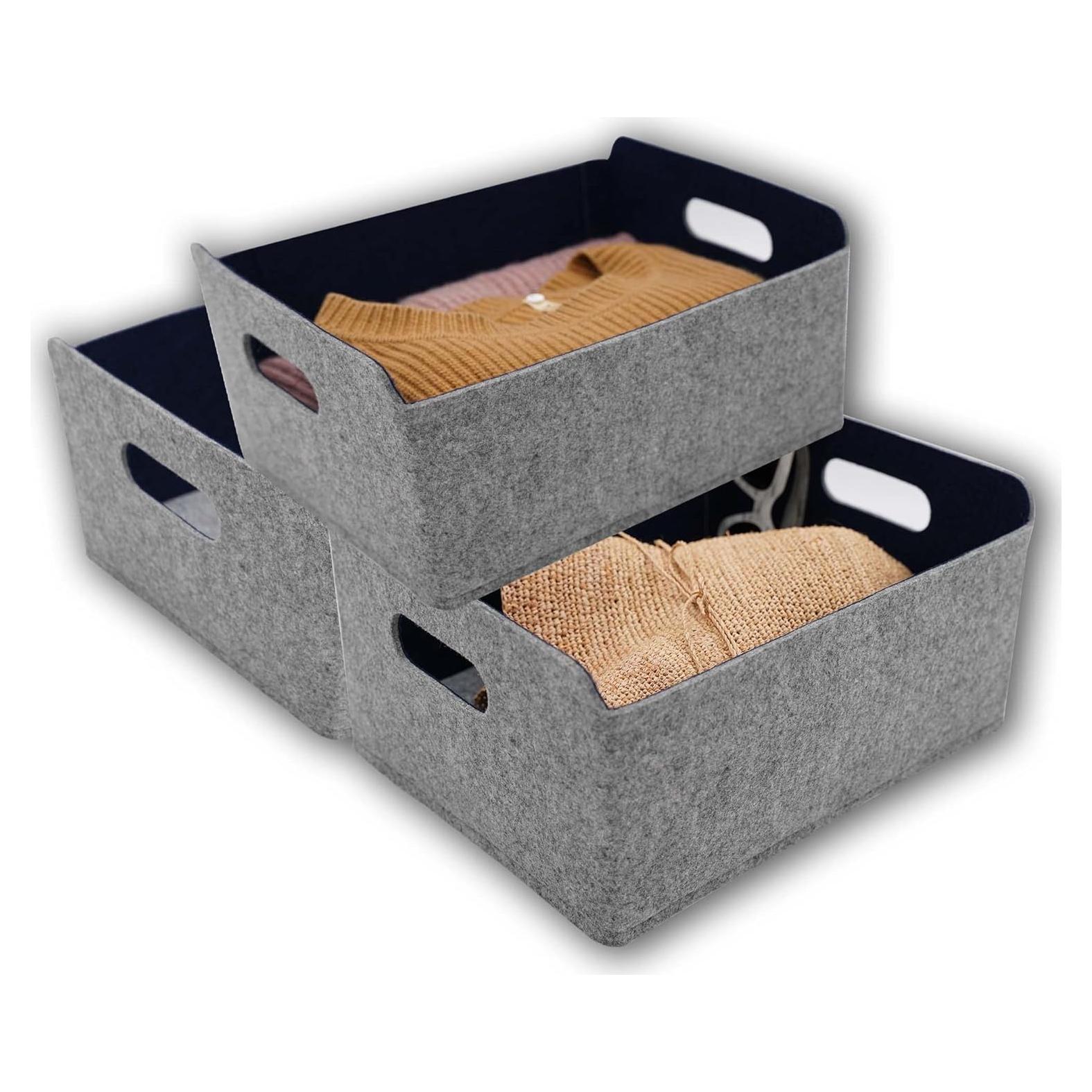 Cestas de Almacenamiento Welaxy Cubo Plegable 3 Piezas Fieltro