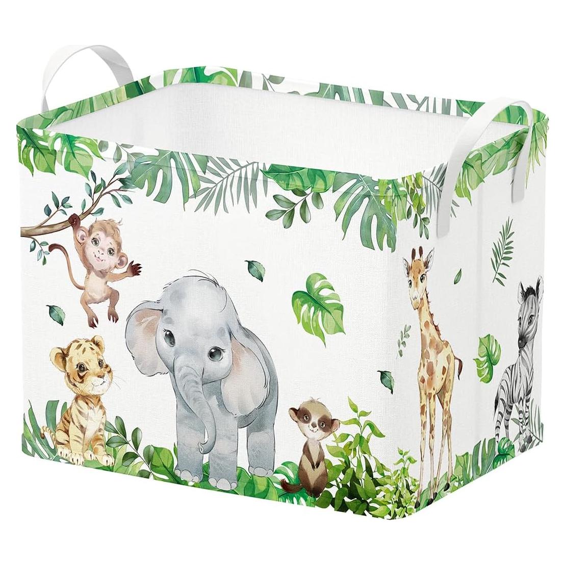 Cesta de Bebé Decorativa Runtoo Animales Safari 36L