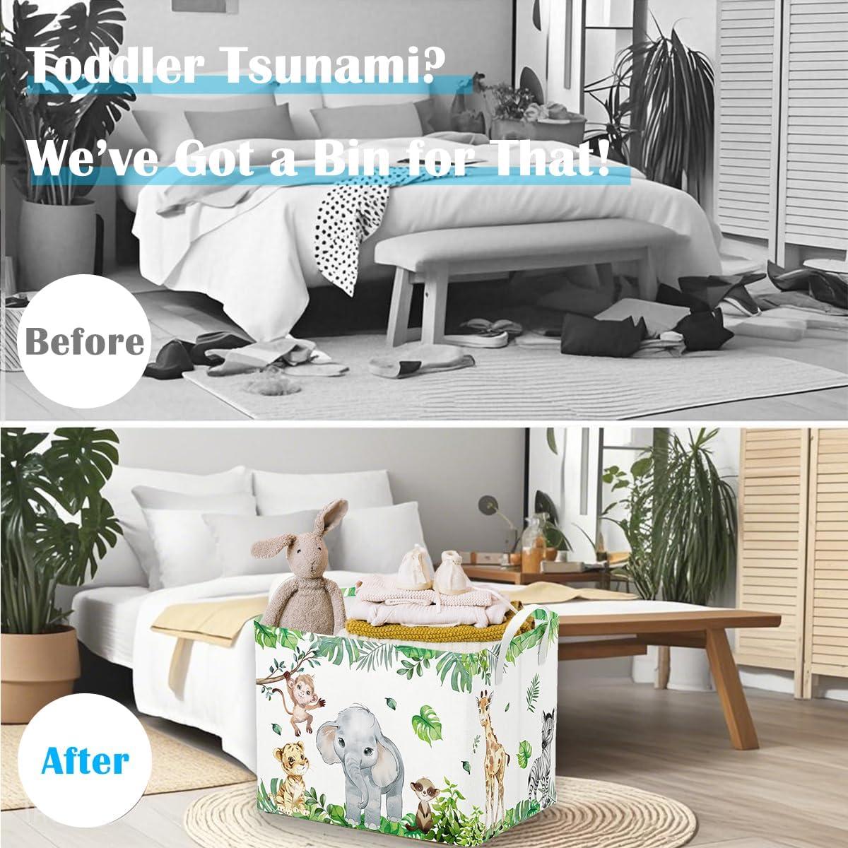 Cesta de Bebé Decorativa Runtoo Animales Safari 36L