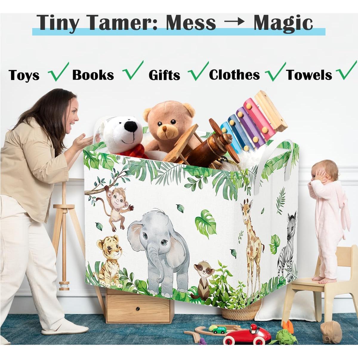 Cesta de Bebé Decorativa Runtoo Animales Safari 36L