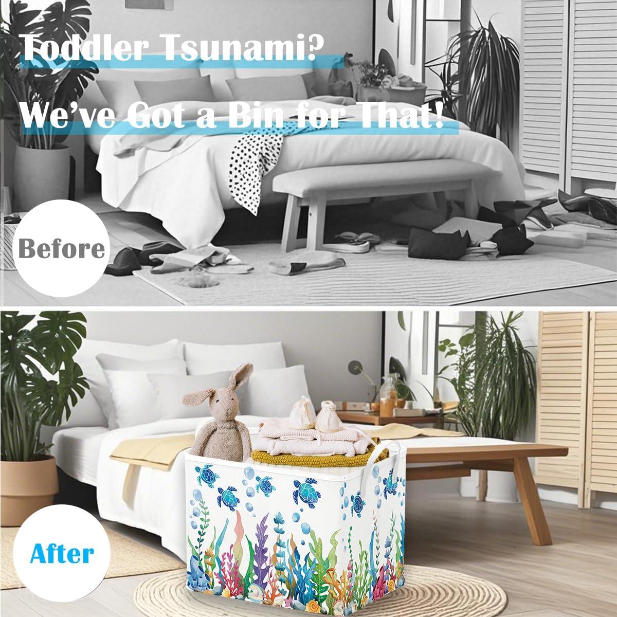 Cesta de Bebé Runtoo Oceánica 36L Plegable Decorativa