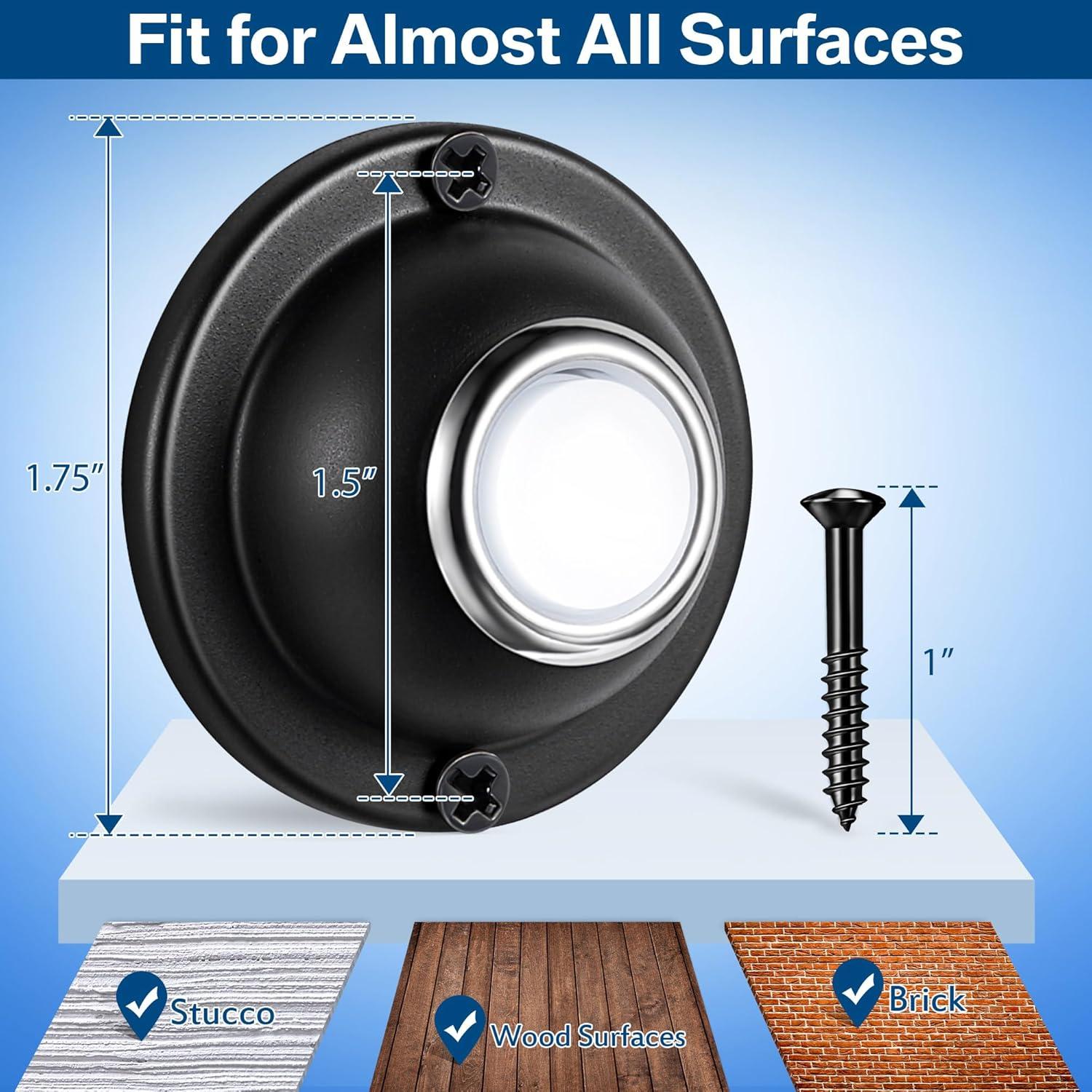 Botón de Timbre Dreyoo LED Negro Impermeable 3.81 cm