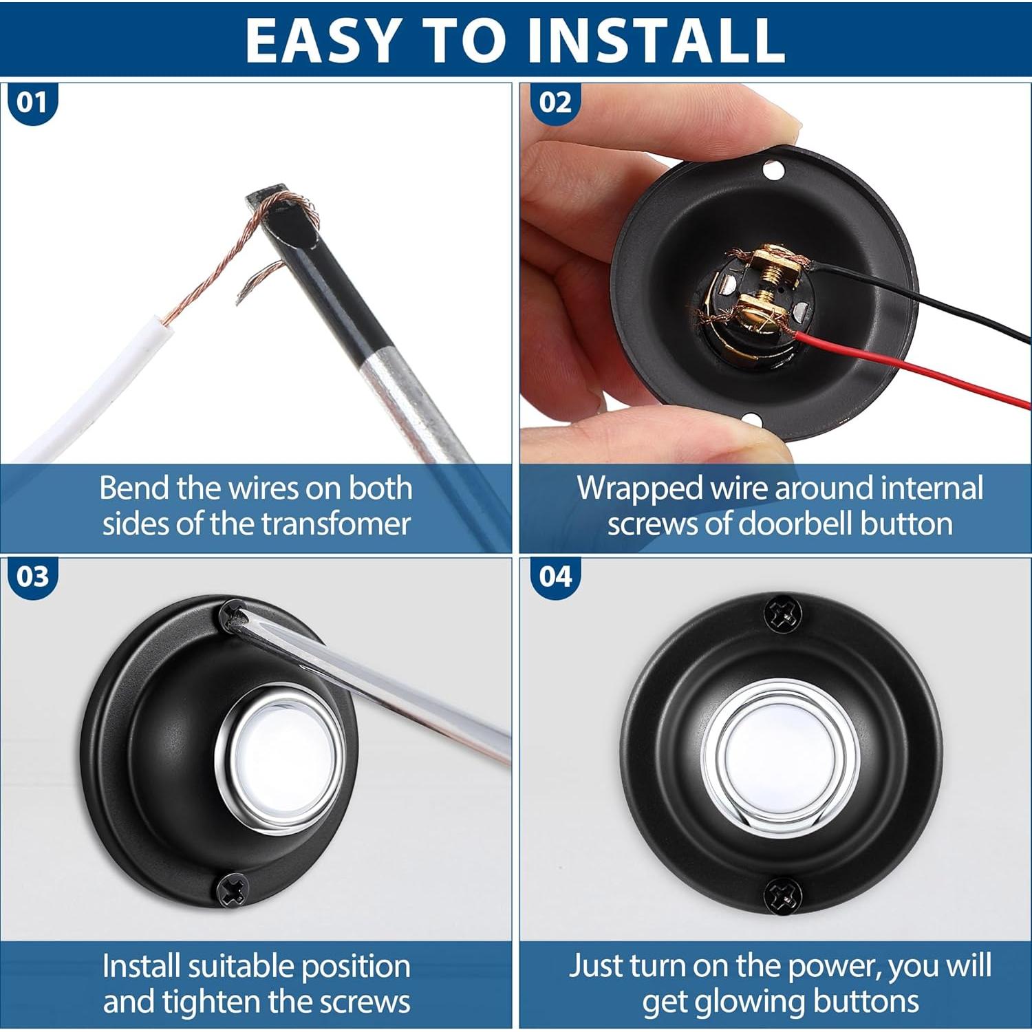 Botón de Timbre Dreyoo LED Negro Impermeable 3.81 cm