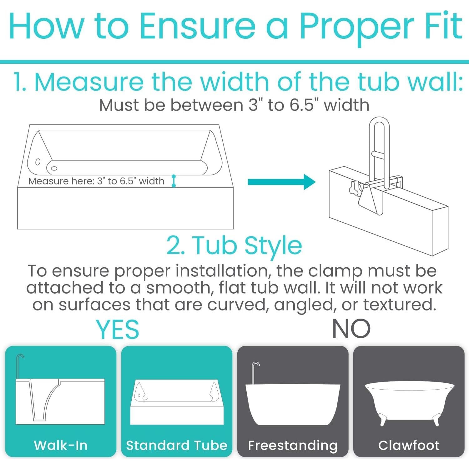 Barandilla de Bañera Vive - Soporte de Seguridad Ajustable 136kg