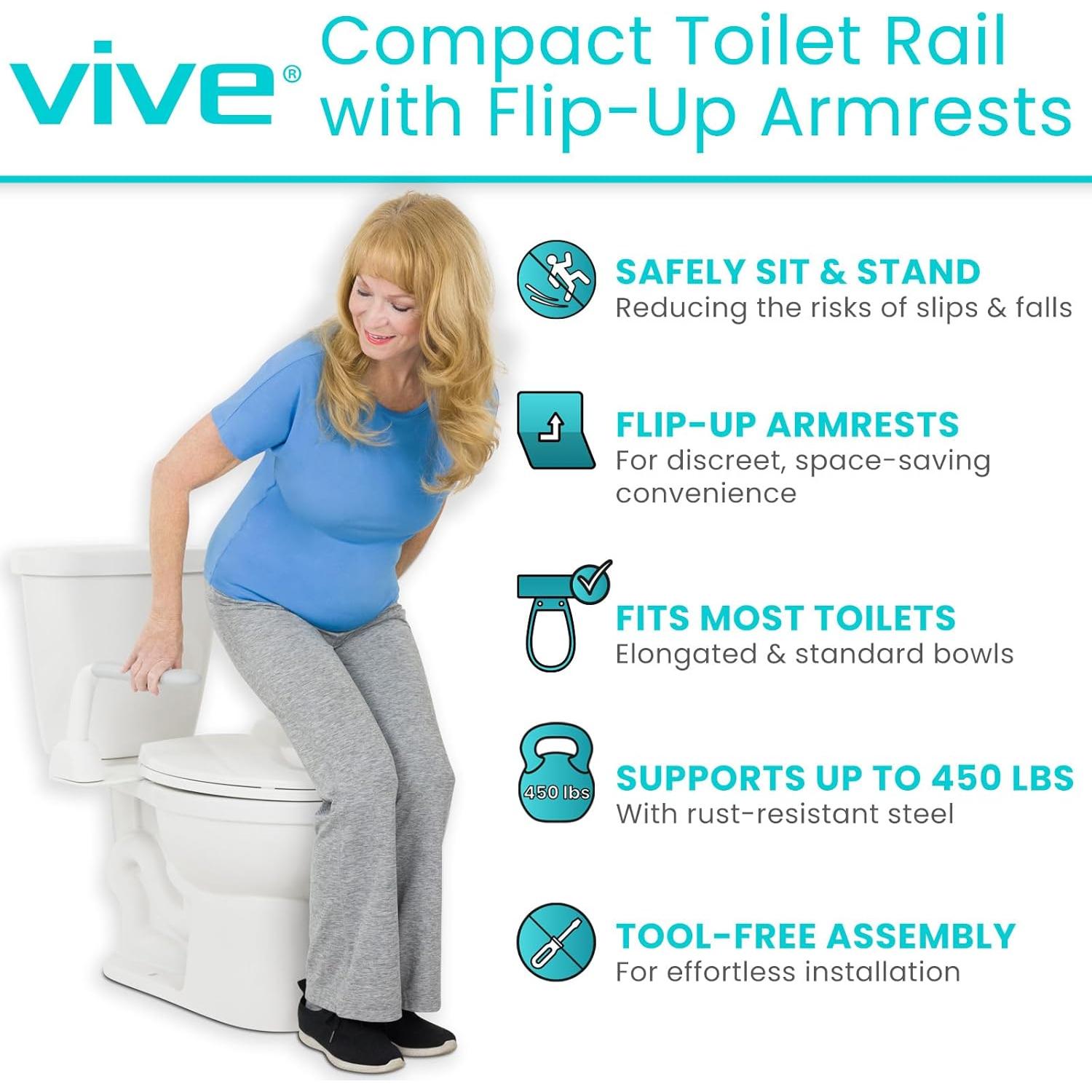 Barra de Seguridad para Inodoro Vive - Soporte Plegable Blanco