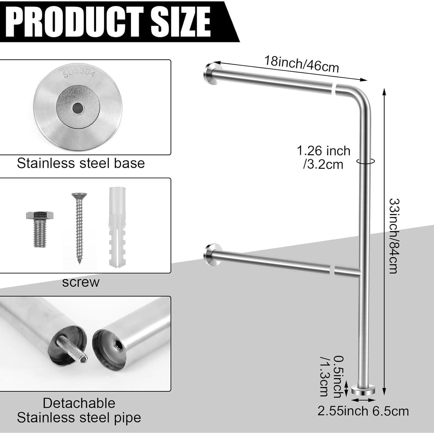 Barra de Agarre de Acero Inoxidable Zonon 83.82x45.72cm
