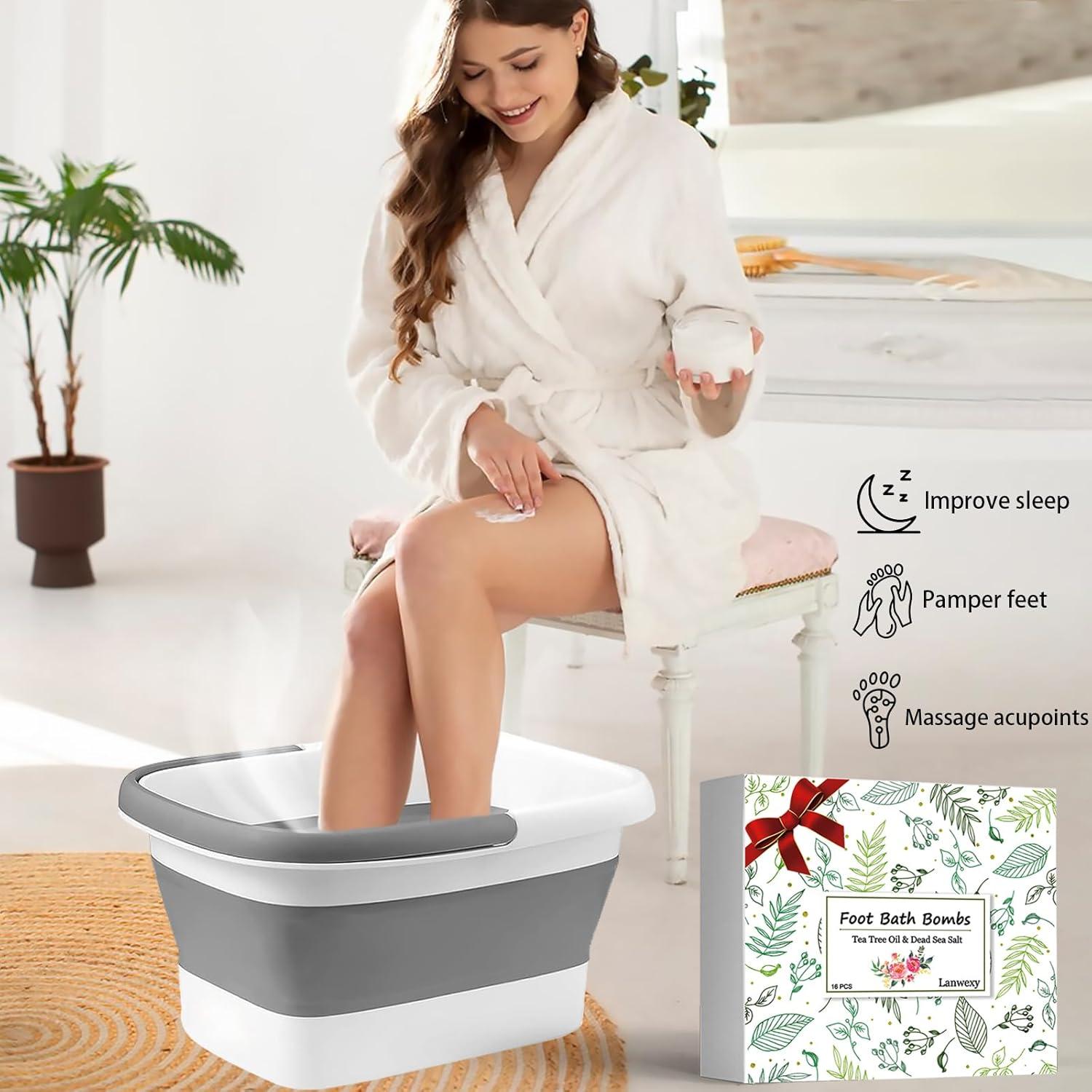 Bañera de Remojo para Pies Lanwexy + 16 Paquetes Aromatizantes