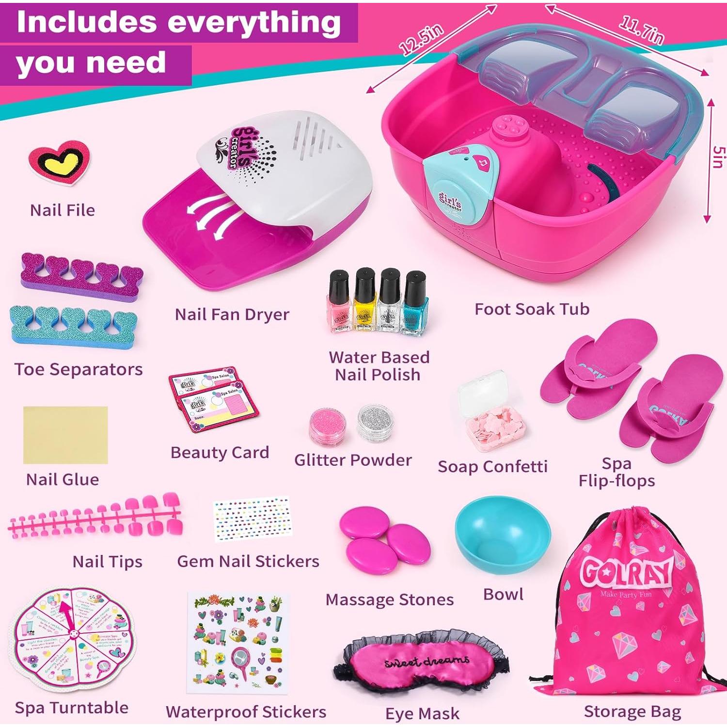 Kit de Spa para Niñas Golray - Baño de Pies y Manicura