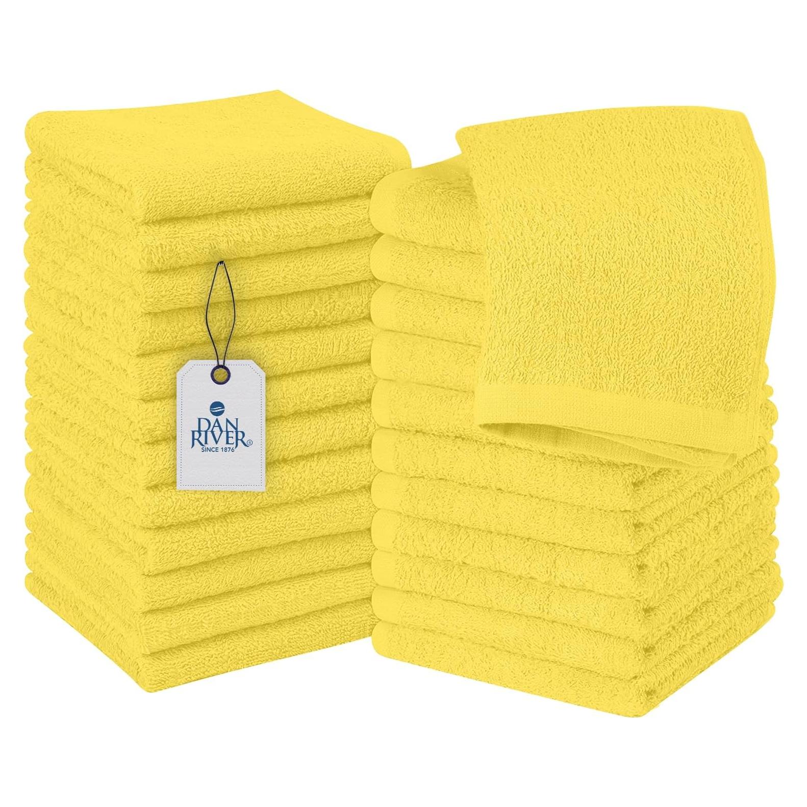 Toallas de Algodón DAN RIVER Amarillo Paquete de 24 Suaves
