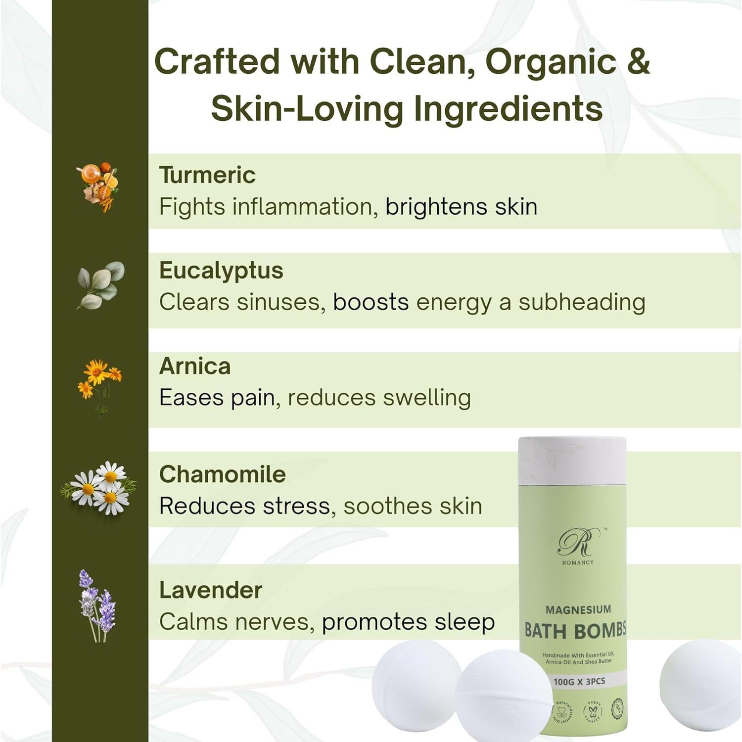 Juego de Bombas de Baño de Magnesio Romancy - Aromaterapia Relax