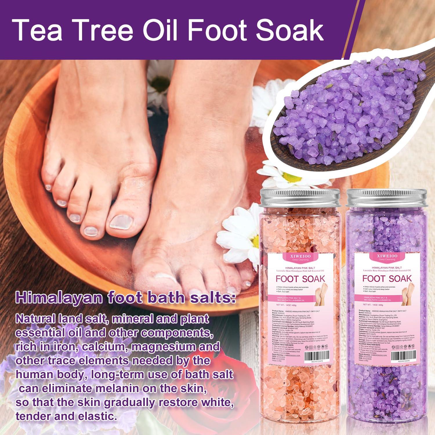 Kit de Sal de Baño para Pies XIWEIOO - Rosa del Himalaya y Lavanda