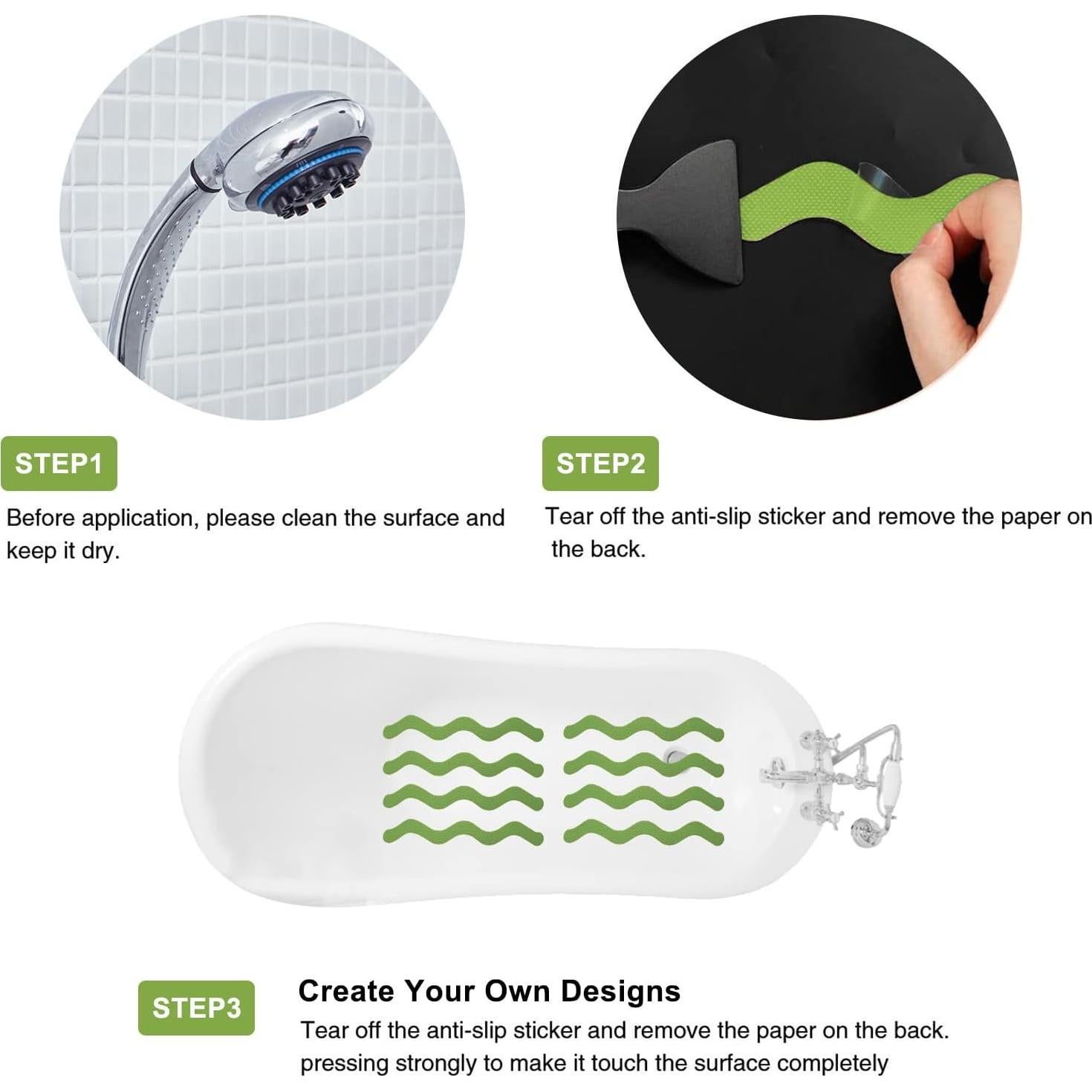 Pegatinas Antideslizantes para Bañera Ding Xi - 24 Tiras Verde