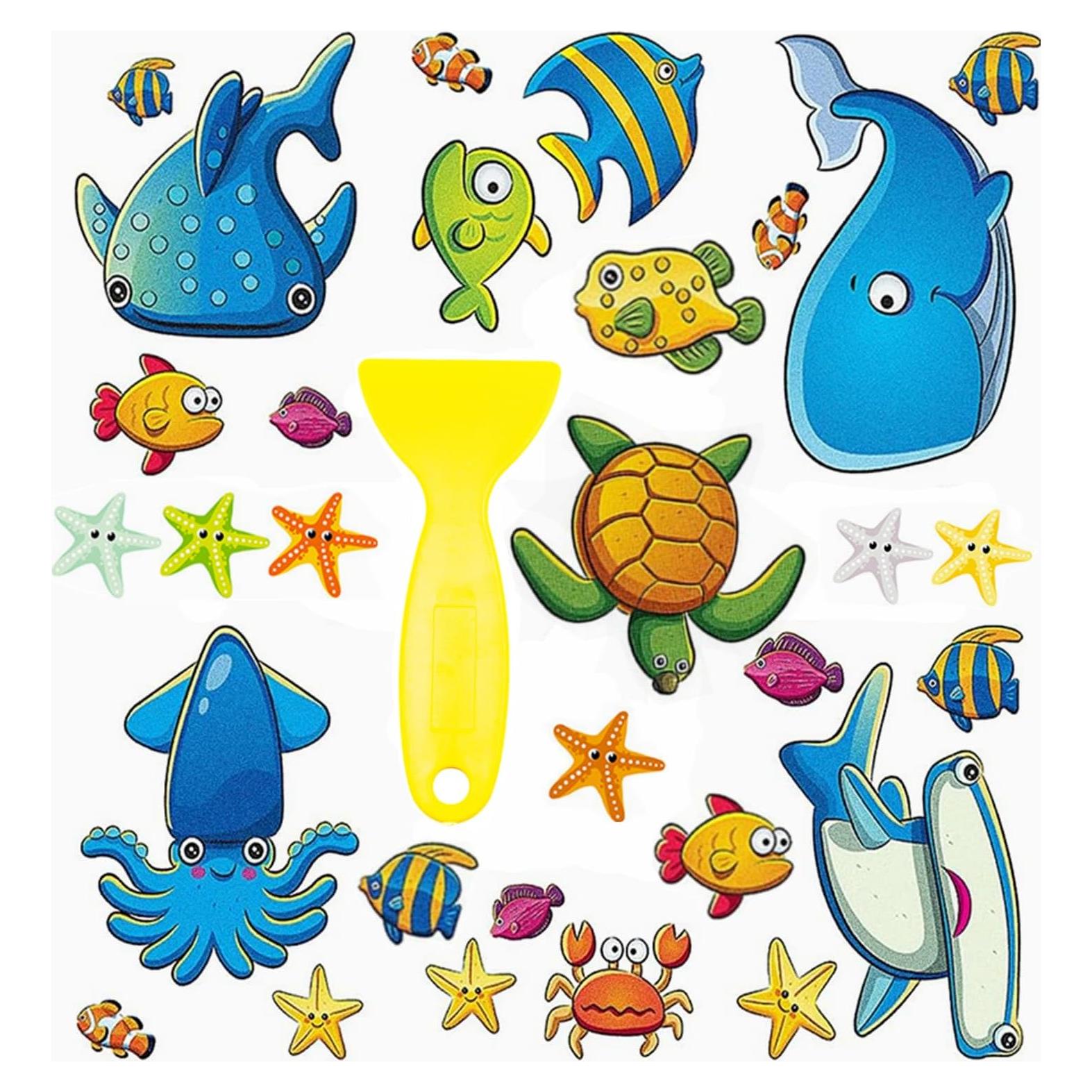Pegatinas Antideslizantes para Bañera HCJ, 30 PCS Animales Marinos