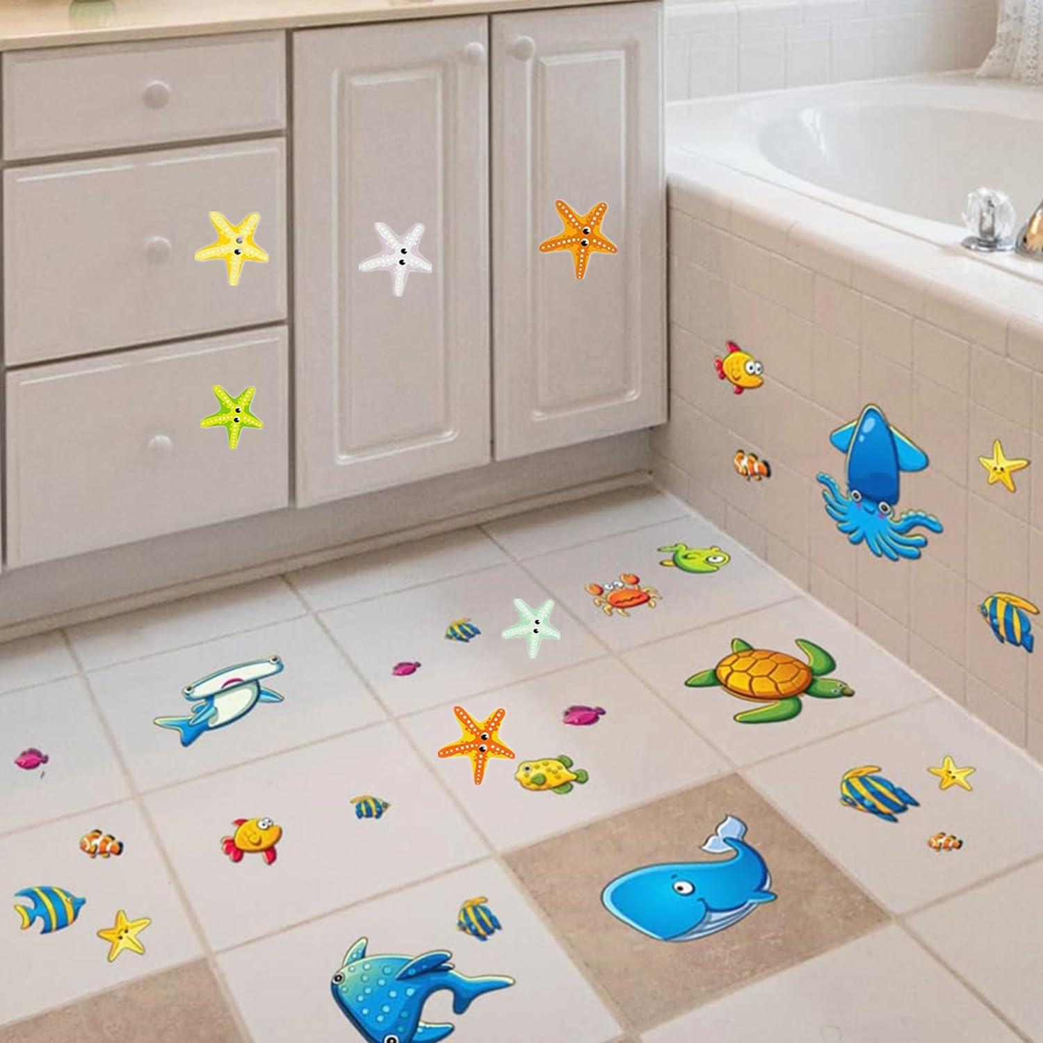 Pegatinas Antideslizantes para Bañera HCJ, 30 PCS Animales Marinos