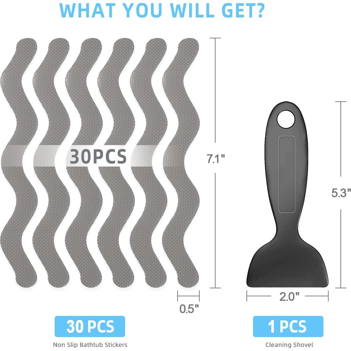 Juego de 30 Pegatinas Antideslizantes Kucucyle para Baño - Gris