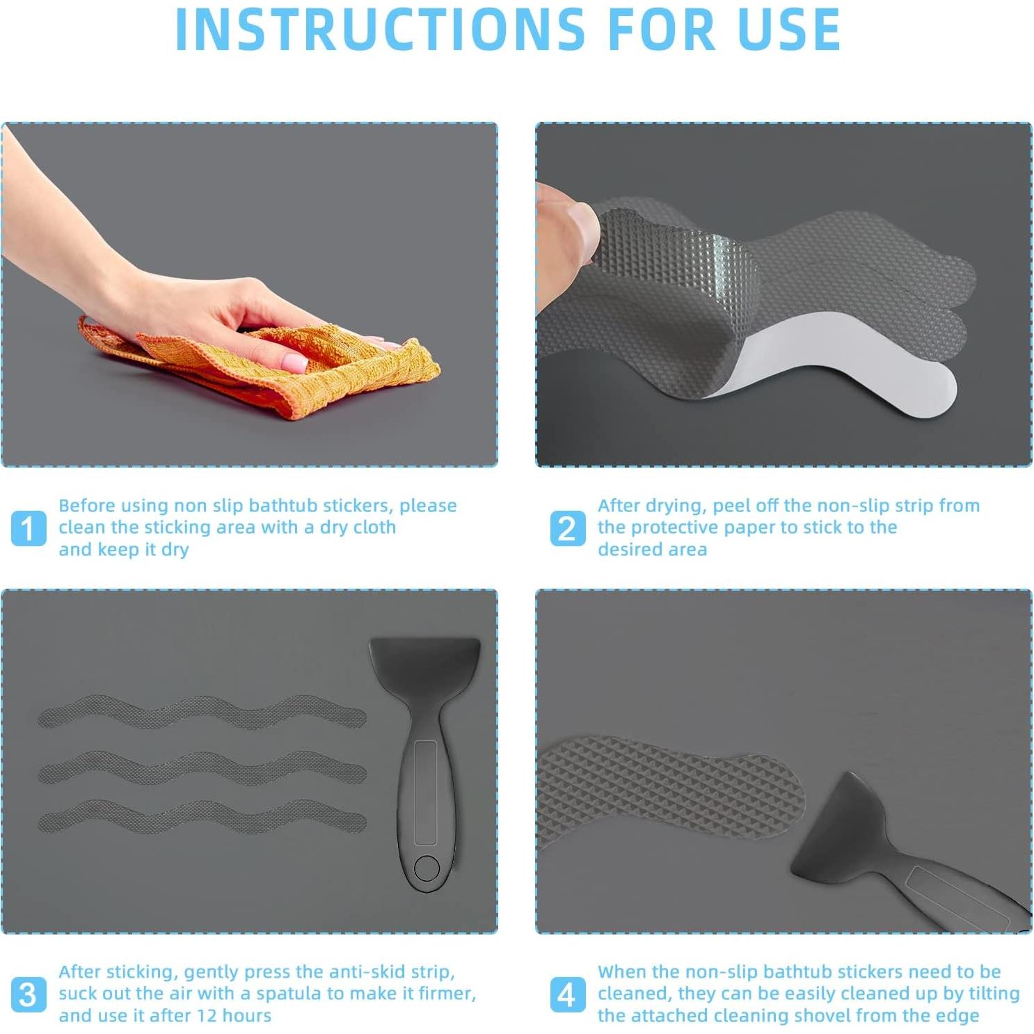 Juego de 30 Pegatinas Antideslizantes Kucucyle para Baño - Gris