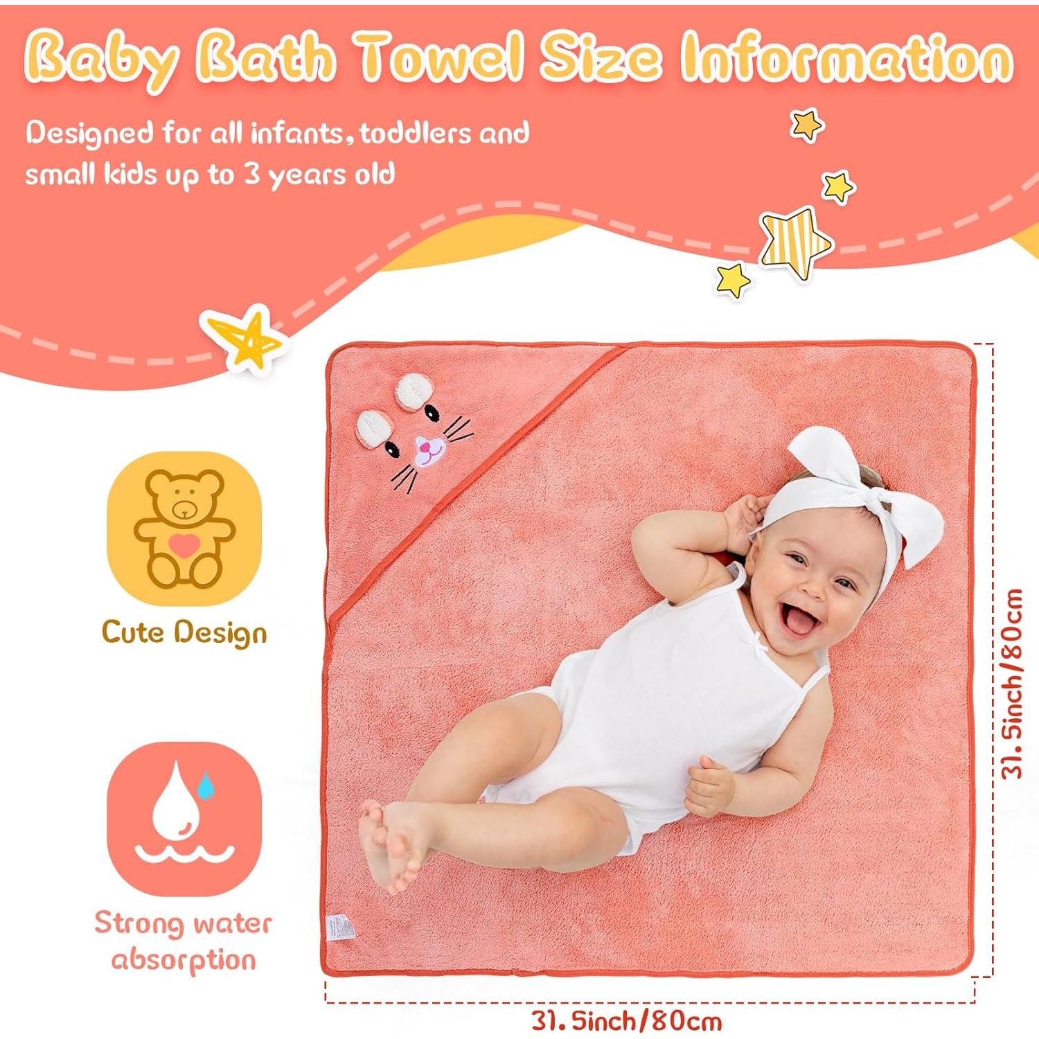 Toallas con Capucha para Bebé Preboun 4 Pcs 80x80 cm Suaves