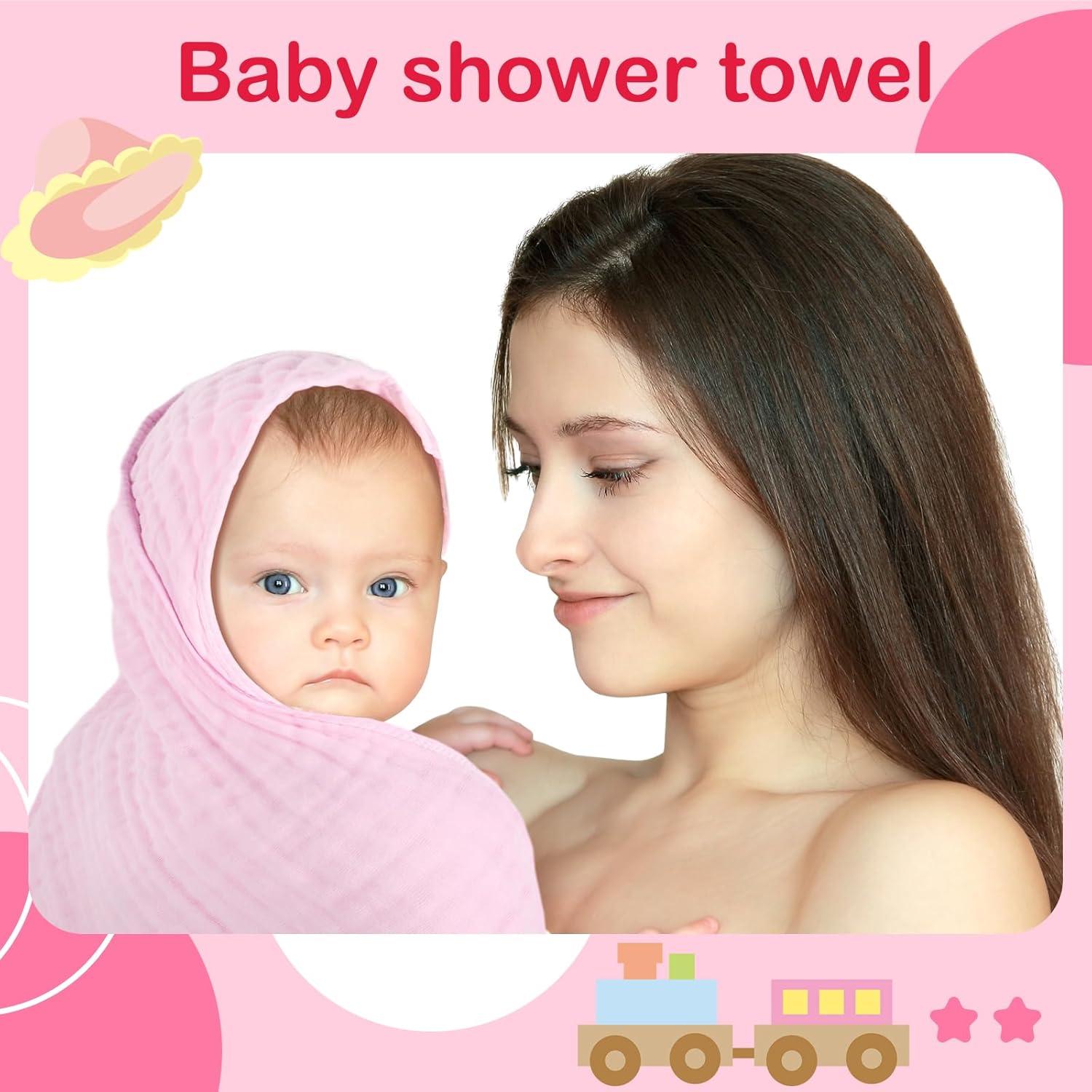 Toallas de Bebé con Capucha Peryiter 6 Pcs Algodón Rosa 81x81cm