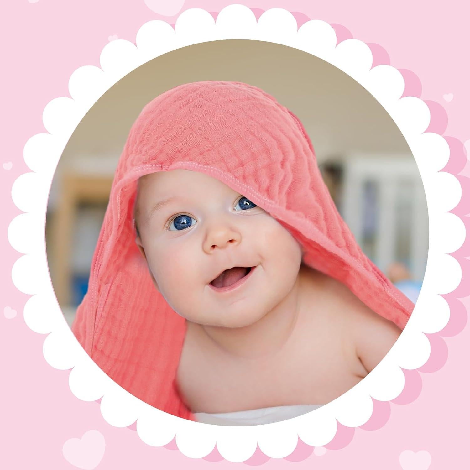 Toallas de Bebé con Capucha Peryiter 6 Pcs Algodón Rosa 81x81cm