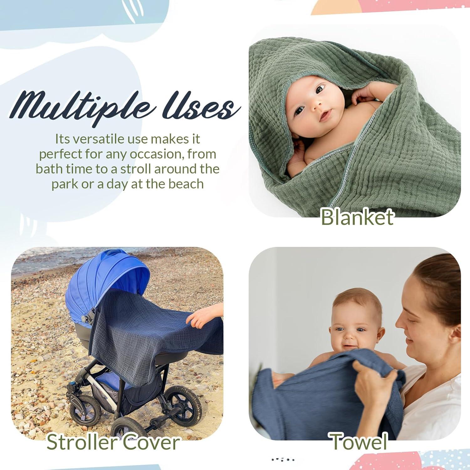 Set de 6 Toallas de Baño Hahafelt Algodón Muselina Bebés