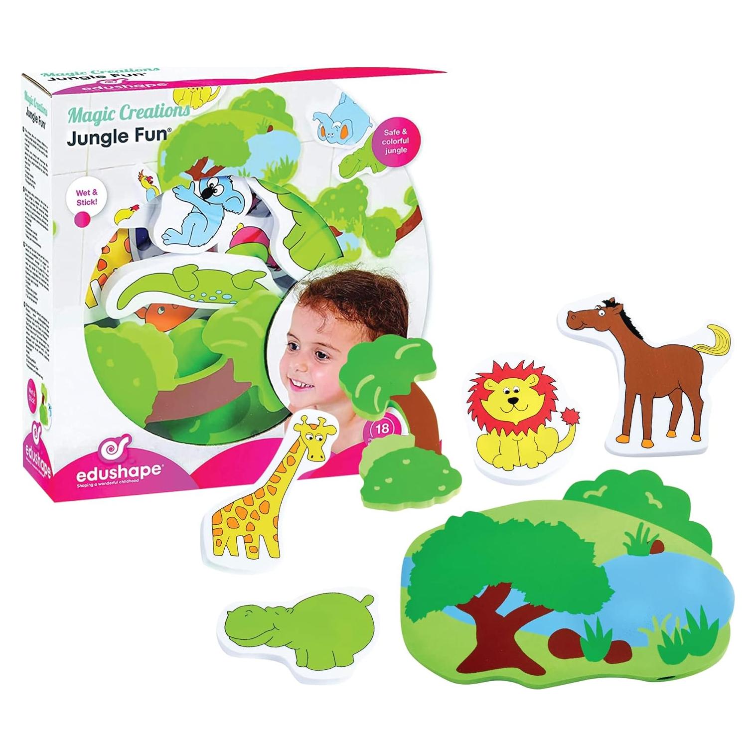 Juego de Baño Edushape Diversión en la Selva - 18 Piezas de Espuma