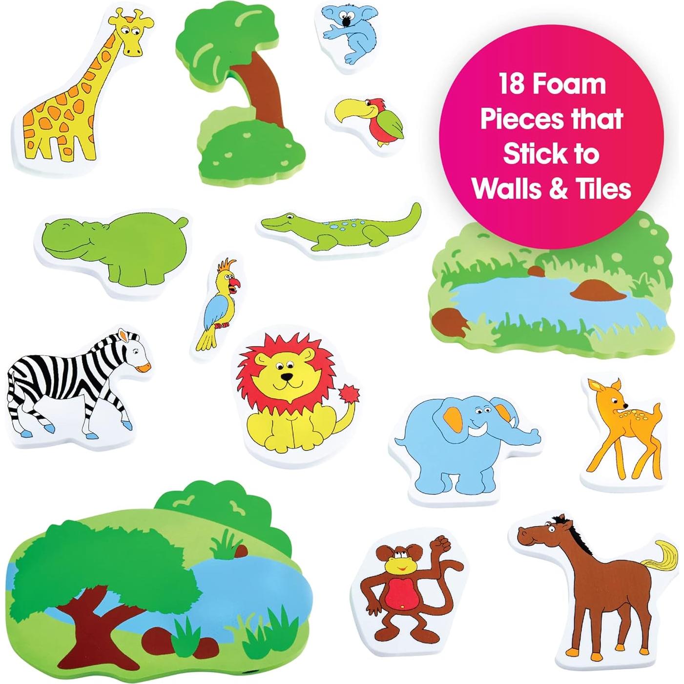 Juego de Baño Edushape Diversión en la Selva - 18 Piezas de Espuma