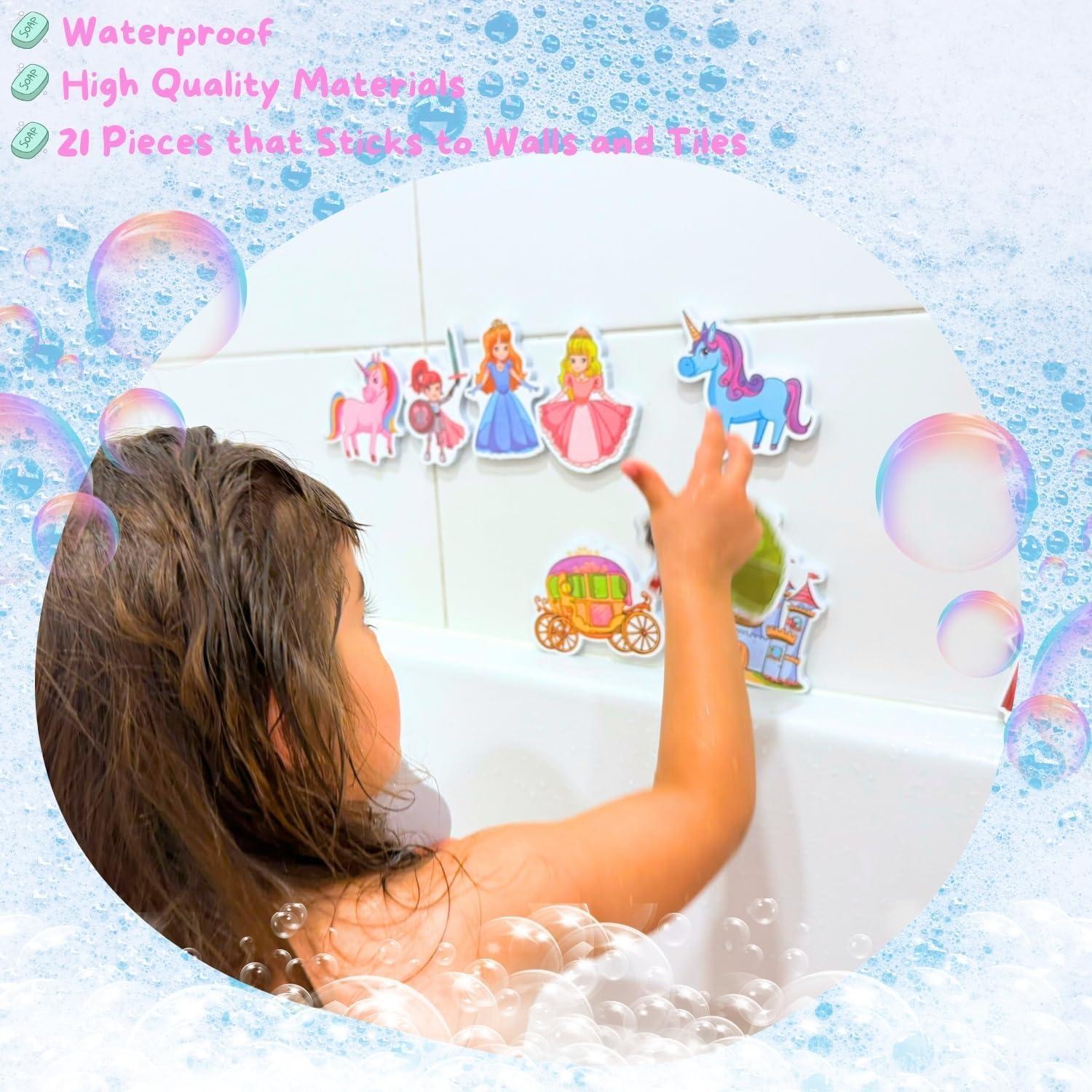 Juguetes de baño de espuma NUBUNI con bolsa de almacenamiento