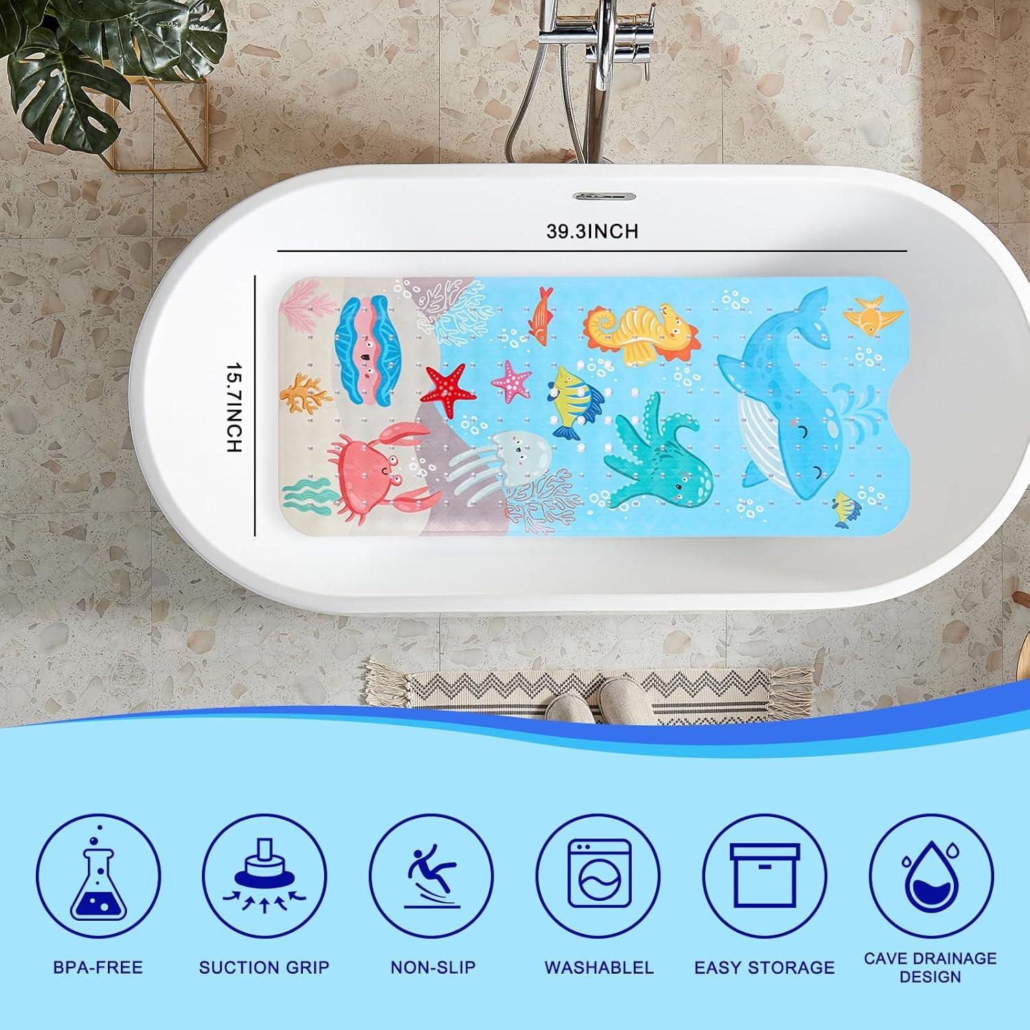 Alfombra de Baño Antideslizante PRATIQUE Ballena Azul 100x40cm