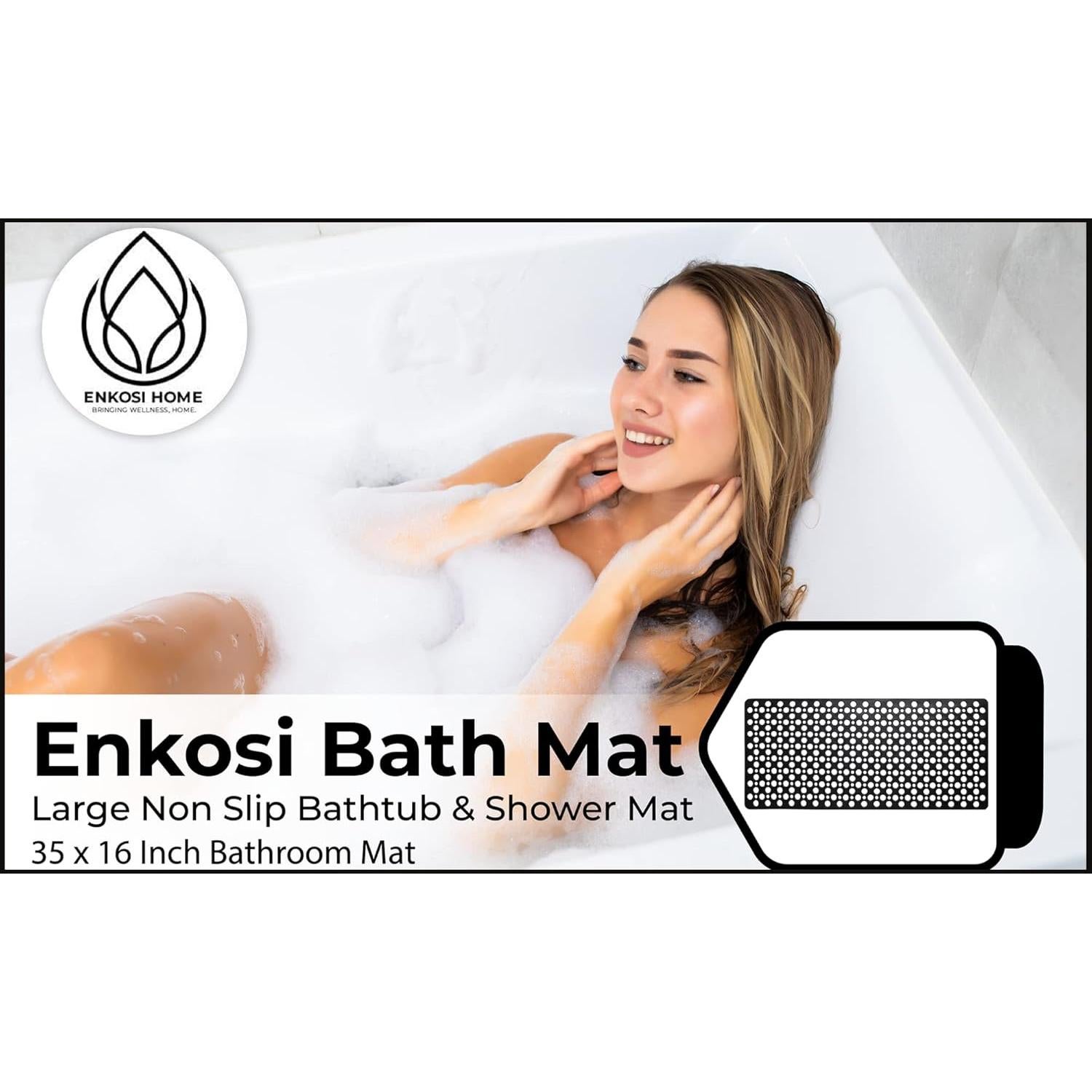 Alfombrilla de Baño Antideslizante ENKOSI TPE 89x41 cm Verde