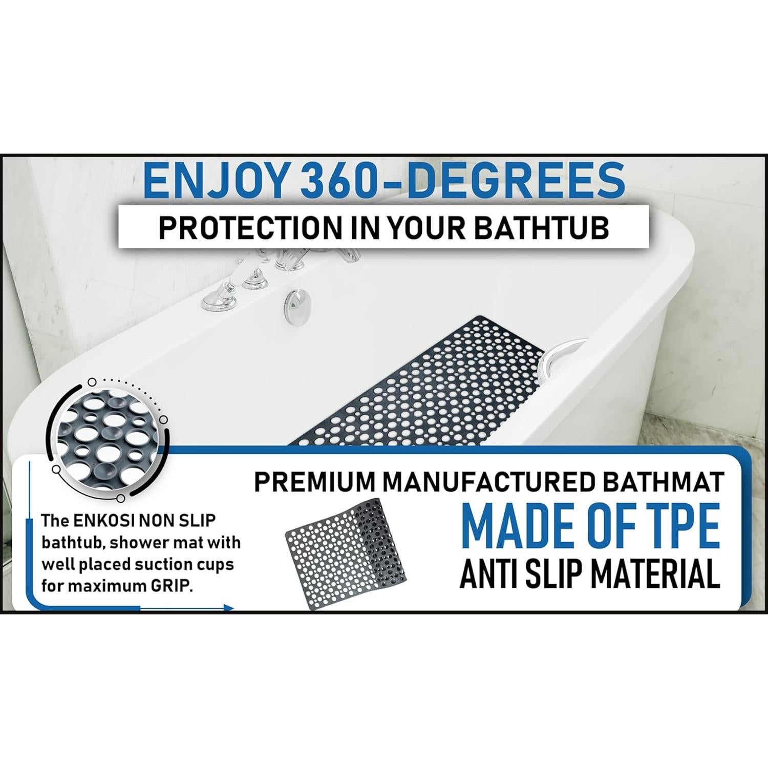 Alfombrilla de Baño Antideslizante ENKOSI TPE 89x41 cm Verde